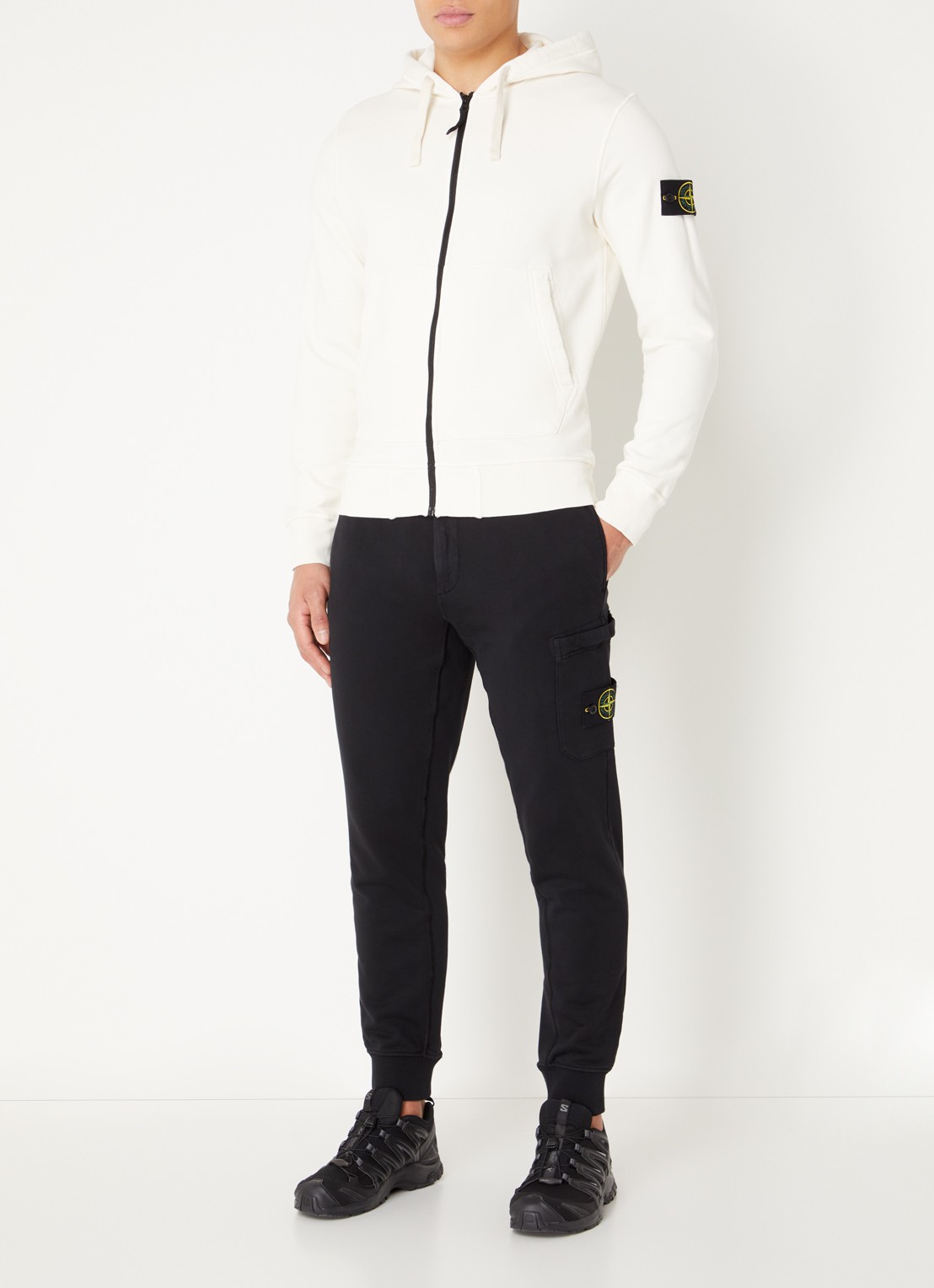 Stone Island S0051 sweatvest met capuchon en logo - voorkant 3 wit