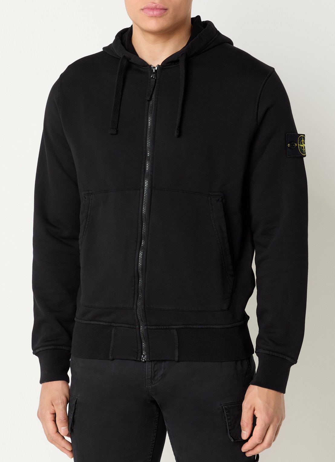 Stone Island S0051 sweatvest met capuchon en logo - detail zwart