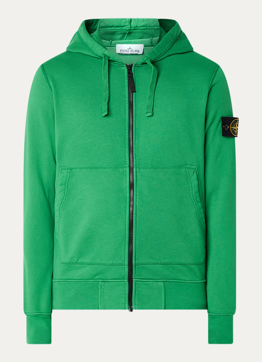 Stone Island S0051 sweatvest met capuchon en logo - voorkant groen