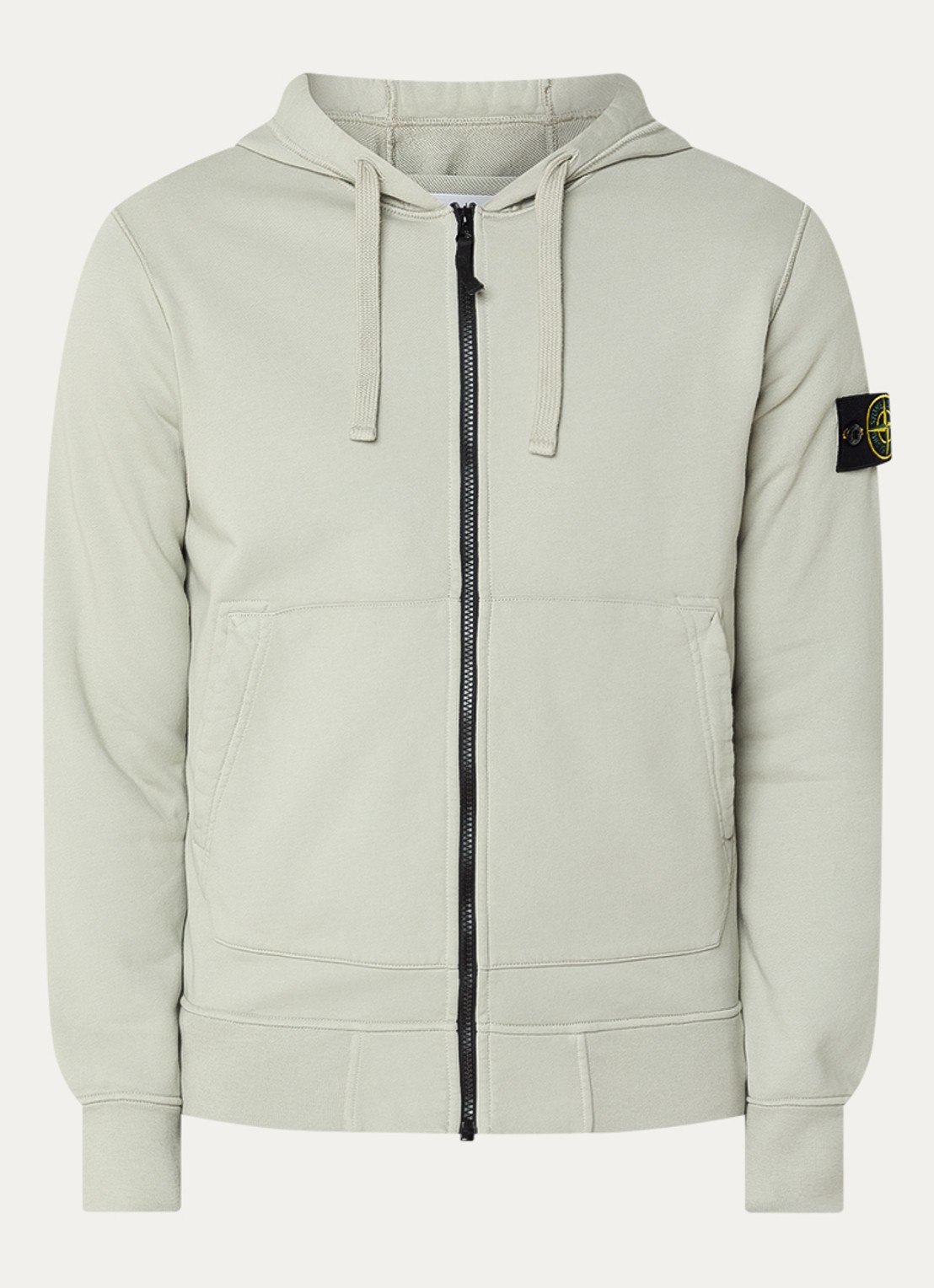 Stone Island S0051 sweatvest met capuchon en logo - voorkant 5 lindegroen