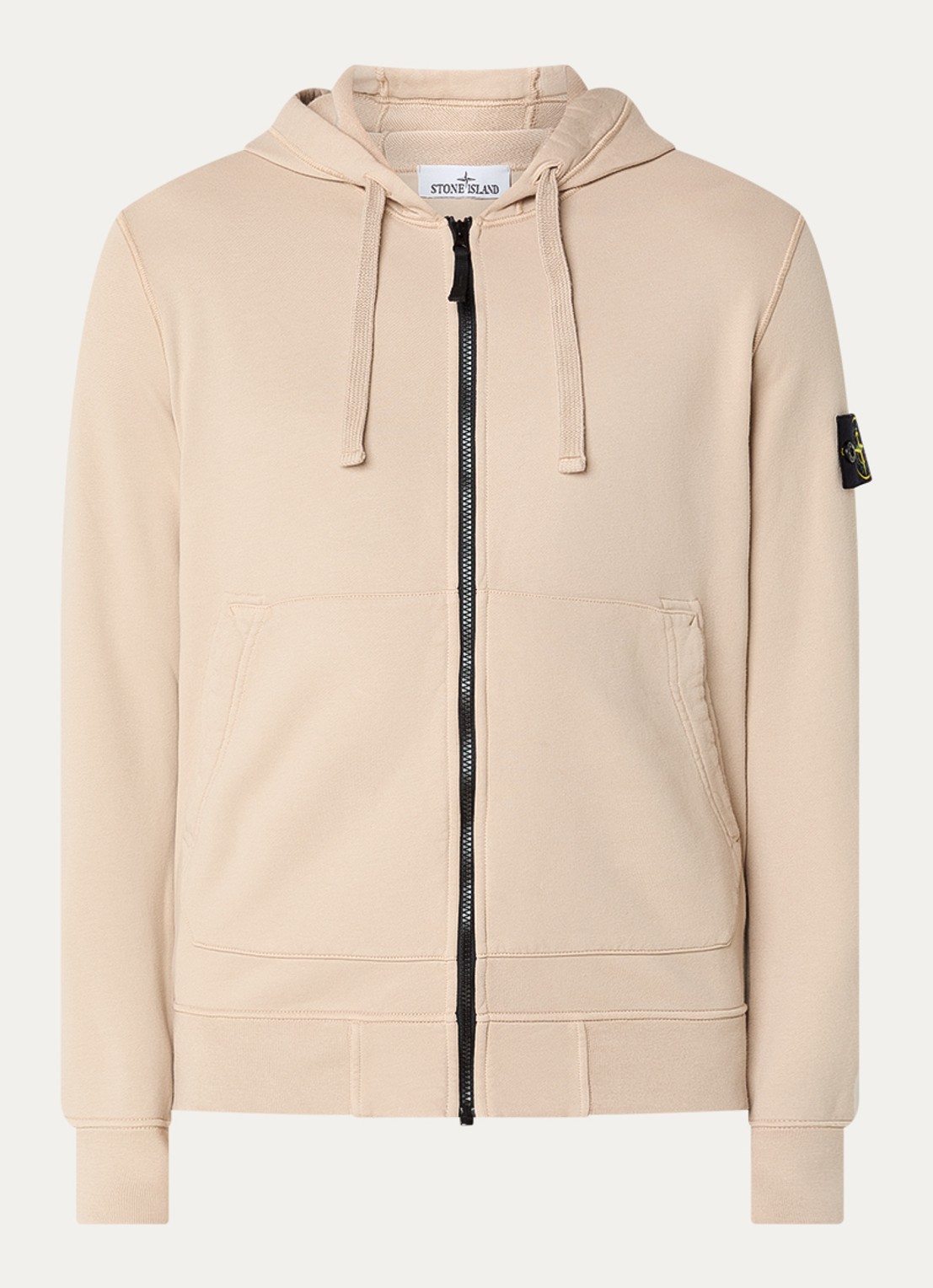 Stone Island S0051 sweatvest met capuchon en logo - voorkant 2 beige