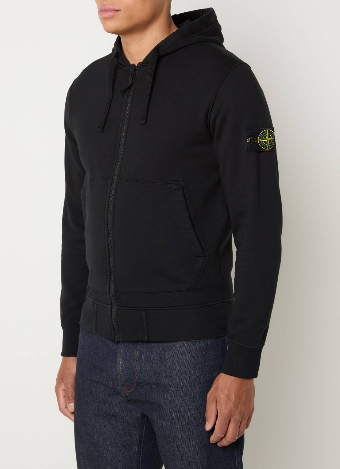 Stone Island S0051 sweatvest met logo en capuchon - detail zwart