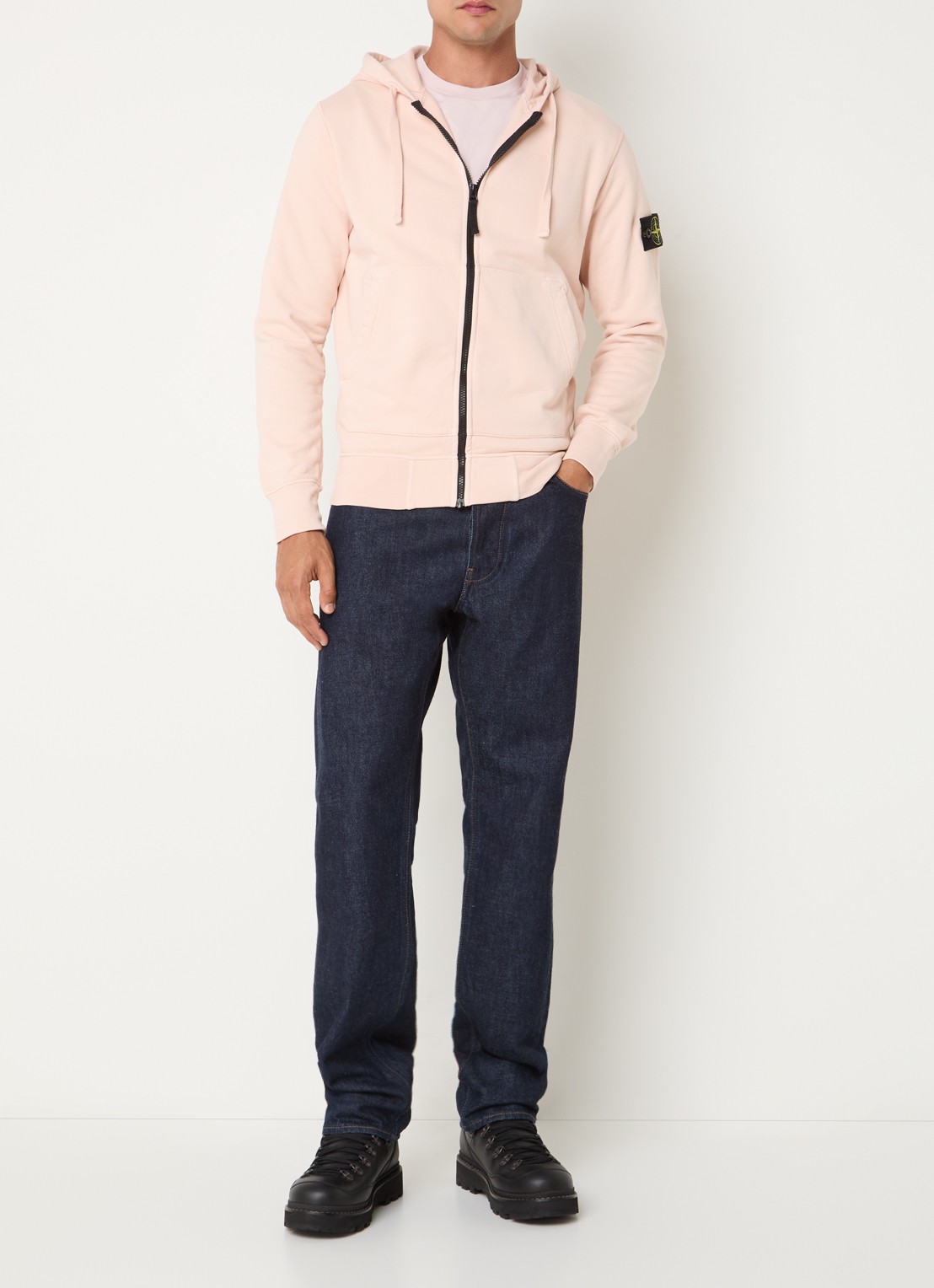 Stone Island S0051 sweatvest met logo en capuchon - voorkant 2 roze