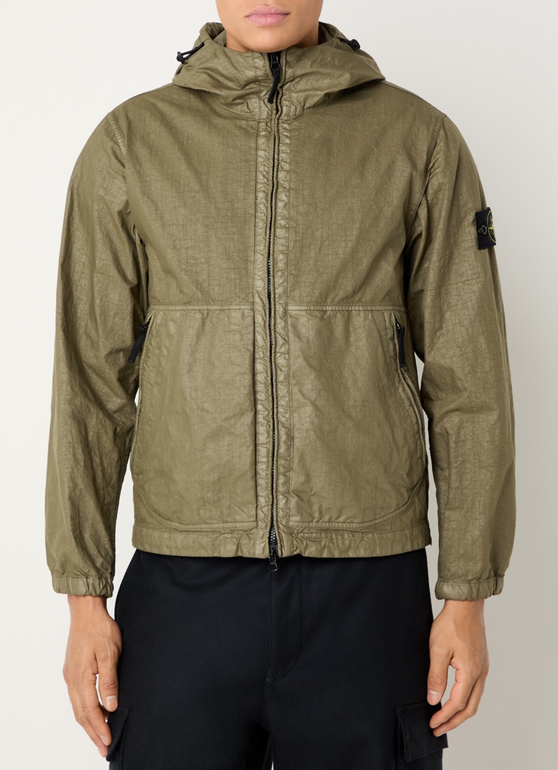 Stone Island S0069 Jack met capuchon en ritszakken - detail 4 mosgroen