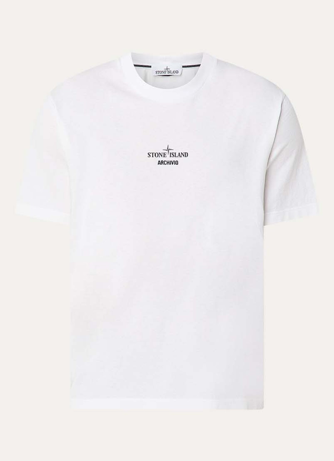 Stone Island S0091 Archivio T-shirt met logo- en backprint - voorkant wit