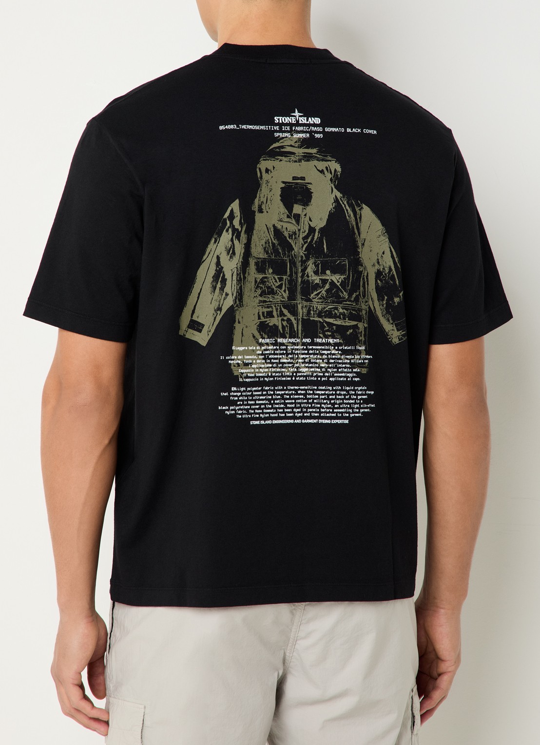 Stone Island S0091 Archivio T-shirt met logo- en backprint - detail 2 zwart