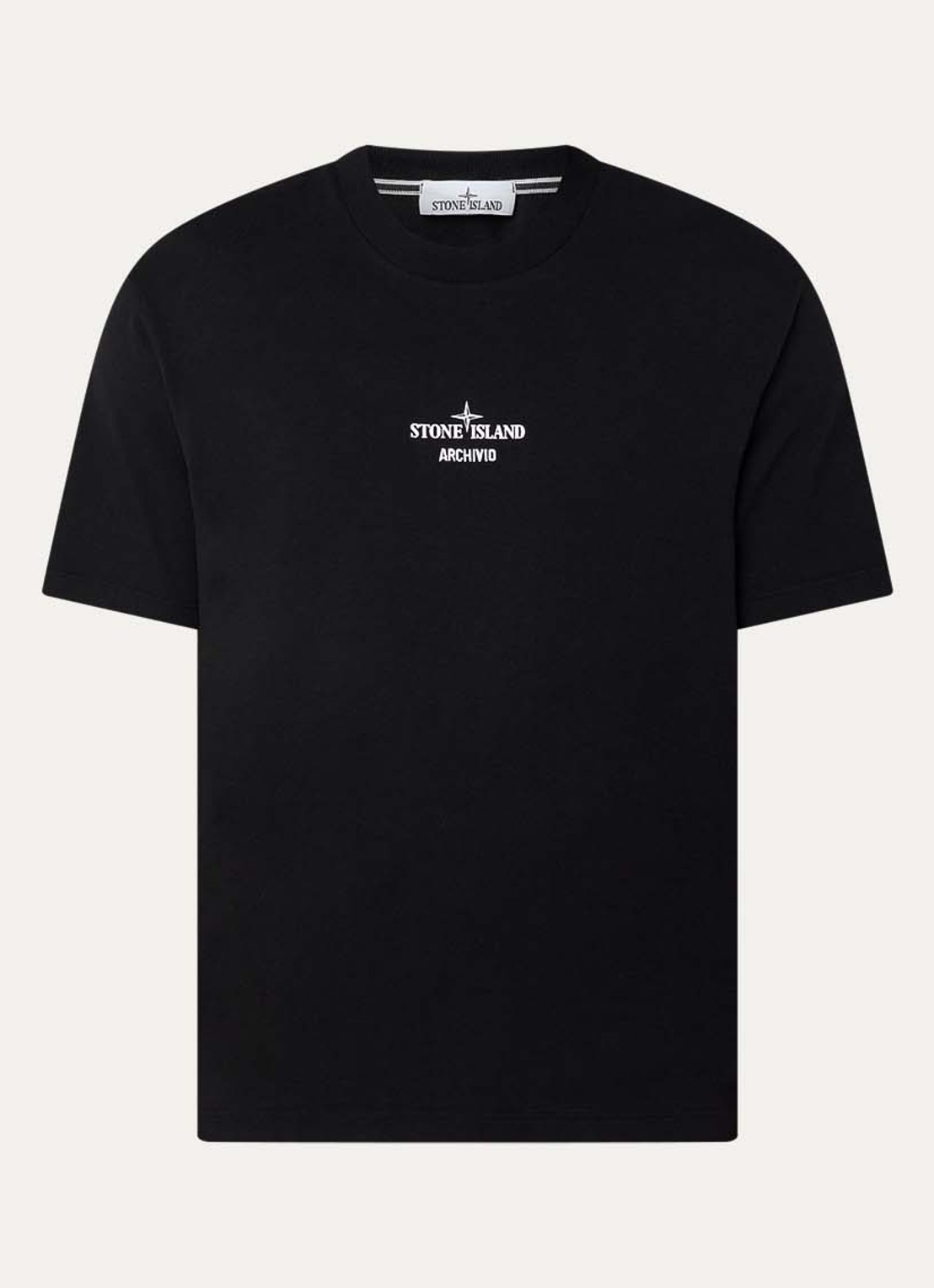 Stone Island S0091 Archivio T-shirt met logo- en backprint - voorkant 4 zwart