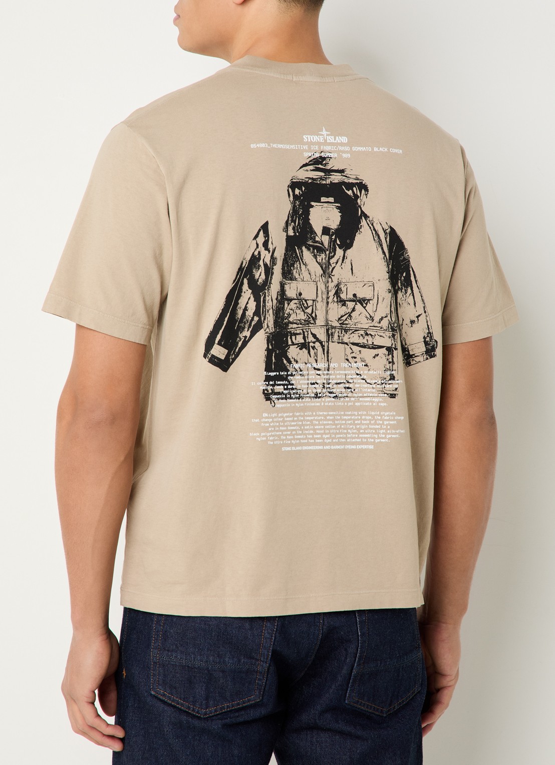 Stone Island S0091 Archivio T-shirt met logo- en backprint - detail 2 beige