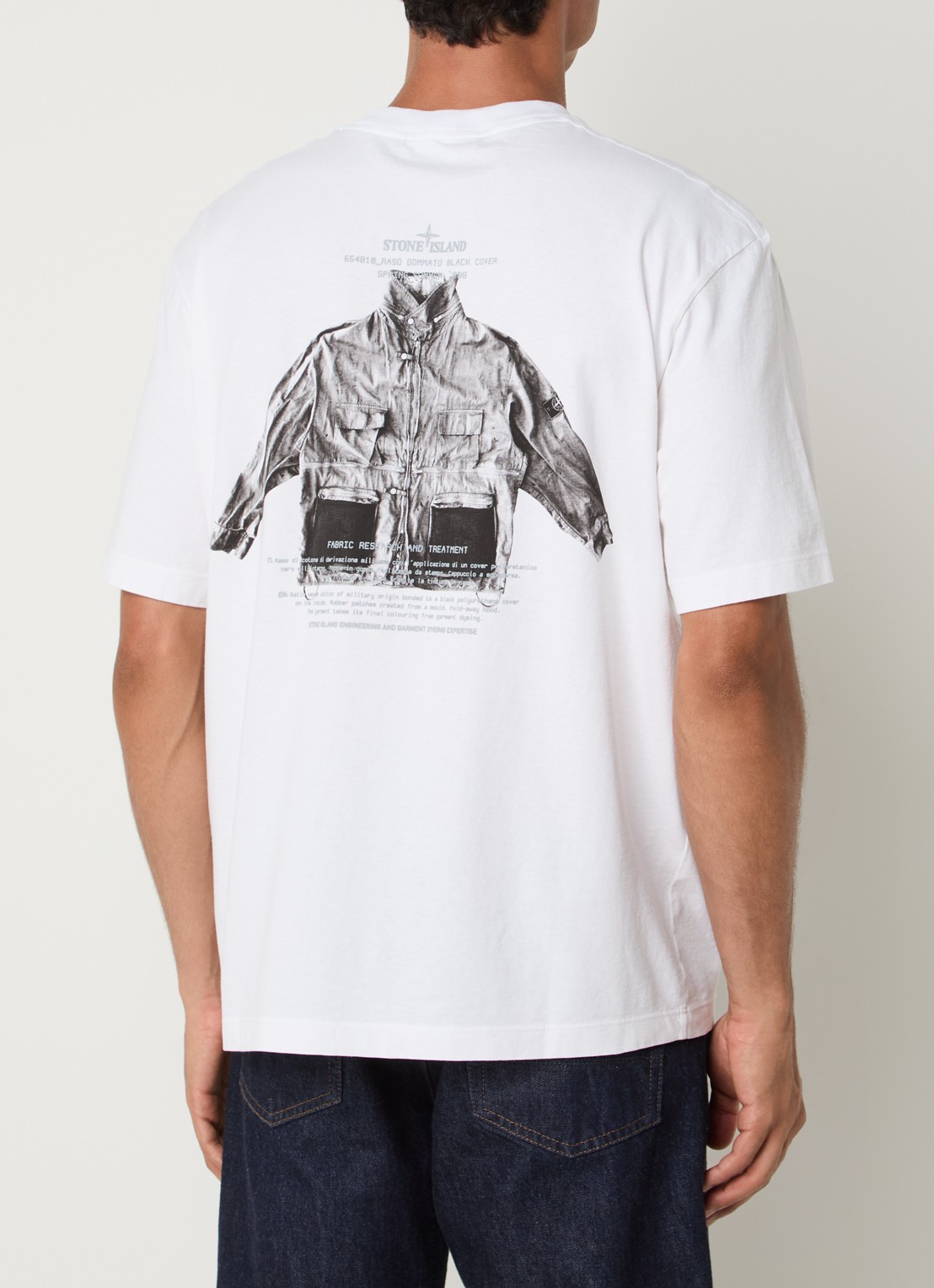 Stone Island S0091 T-shirt met logo- en backprint - detail 4 wit