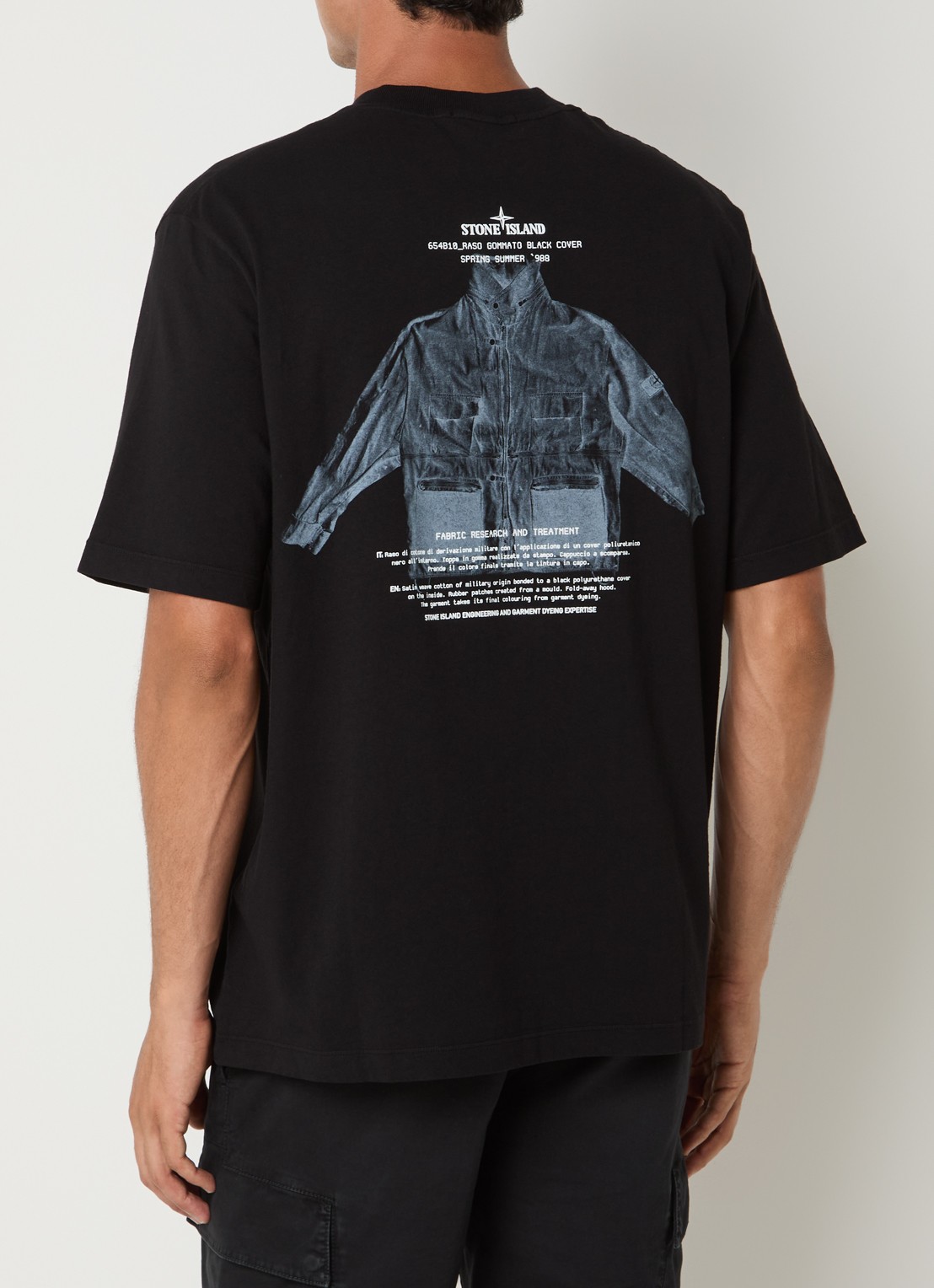 Stone Island S0091 T-shirt met logo- en backprint - detail 4 zwart