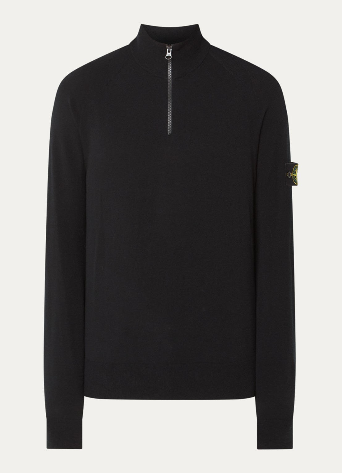 Stone Island S00A1 fijngebreide pullover in wolblend met halve rits - voorkant 4 zwart