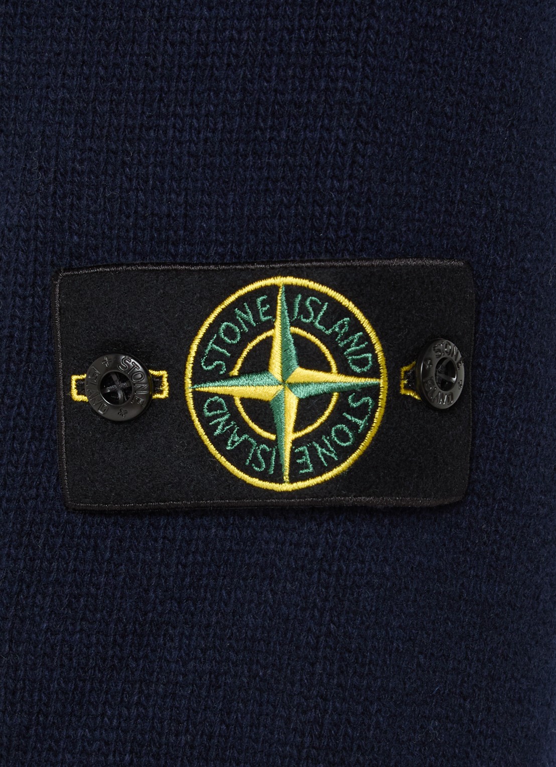 Stone Island S00A3 fIjngebreid vest in wolblend met logo - detail 3 donkerblauw