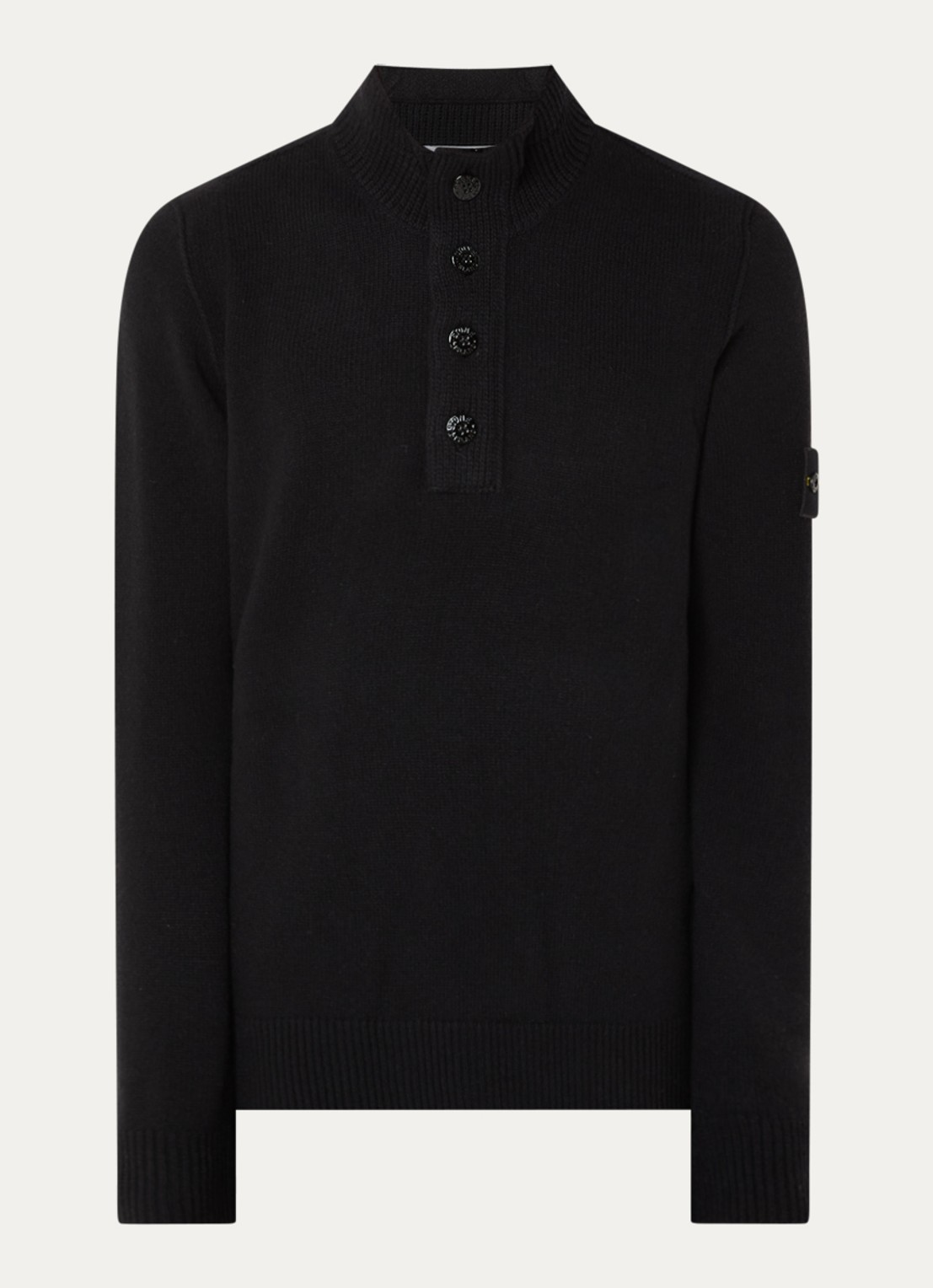 Stone Island S00A3 fijngebreide trui in wolblend met logo - voorkant 4 zwart
