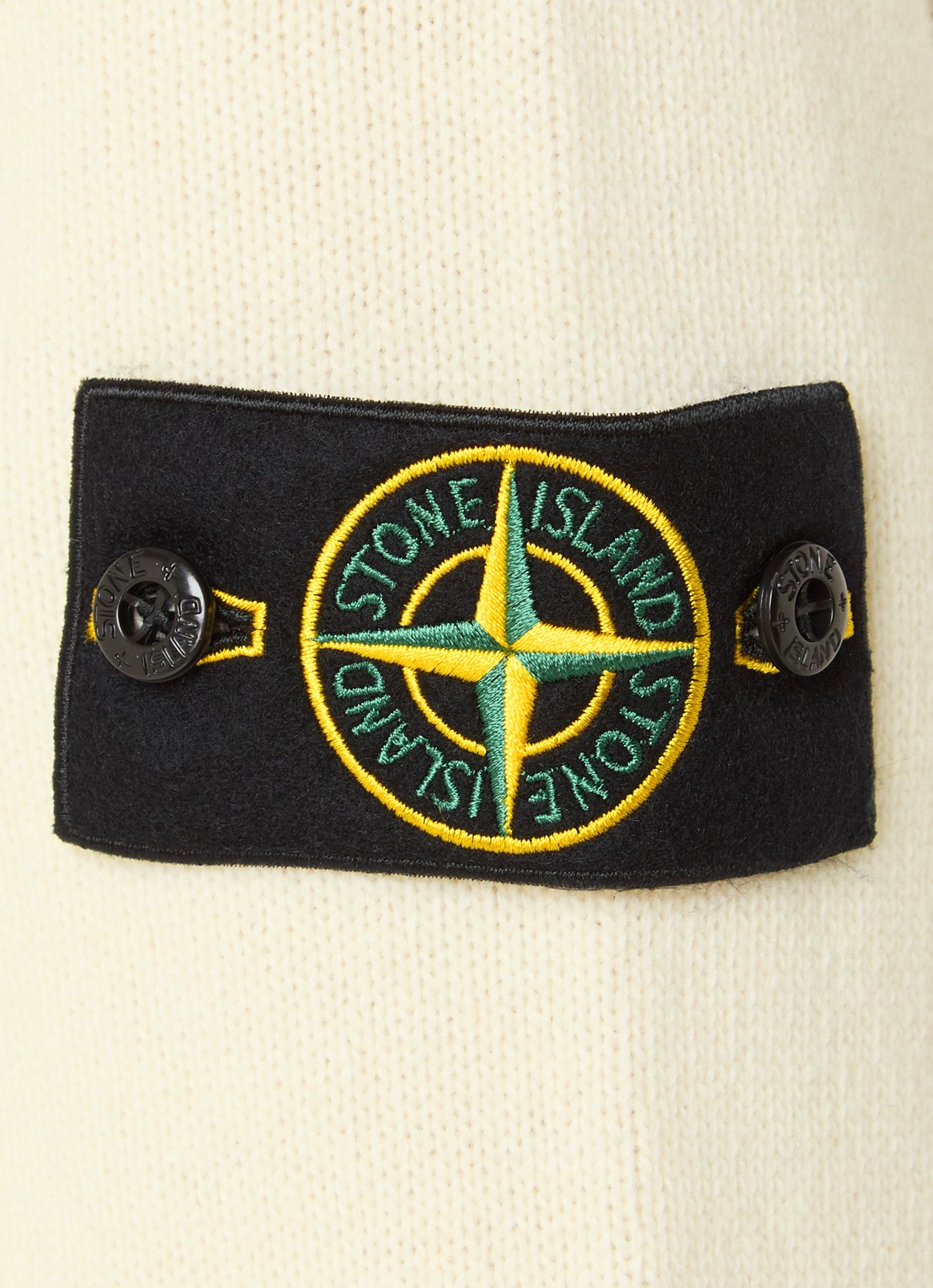 Stone Island S00A3 fijngebreide trui in wolblend met logo - detail 4 gebroken wit