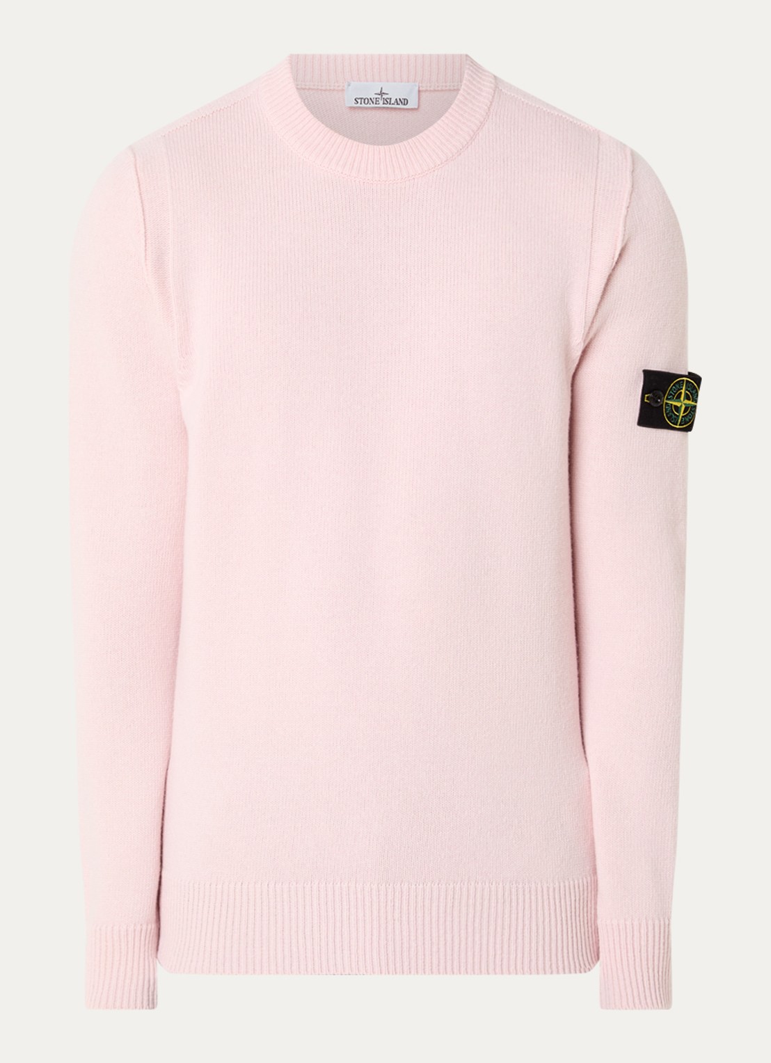 Stone Island S00A3 fijngebreide trui in wolblend met logo - voorkant 2 lichtroze