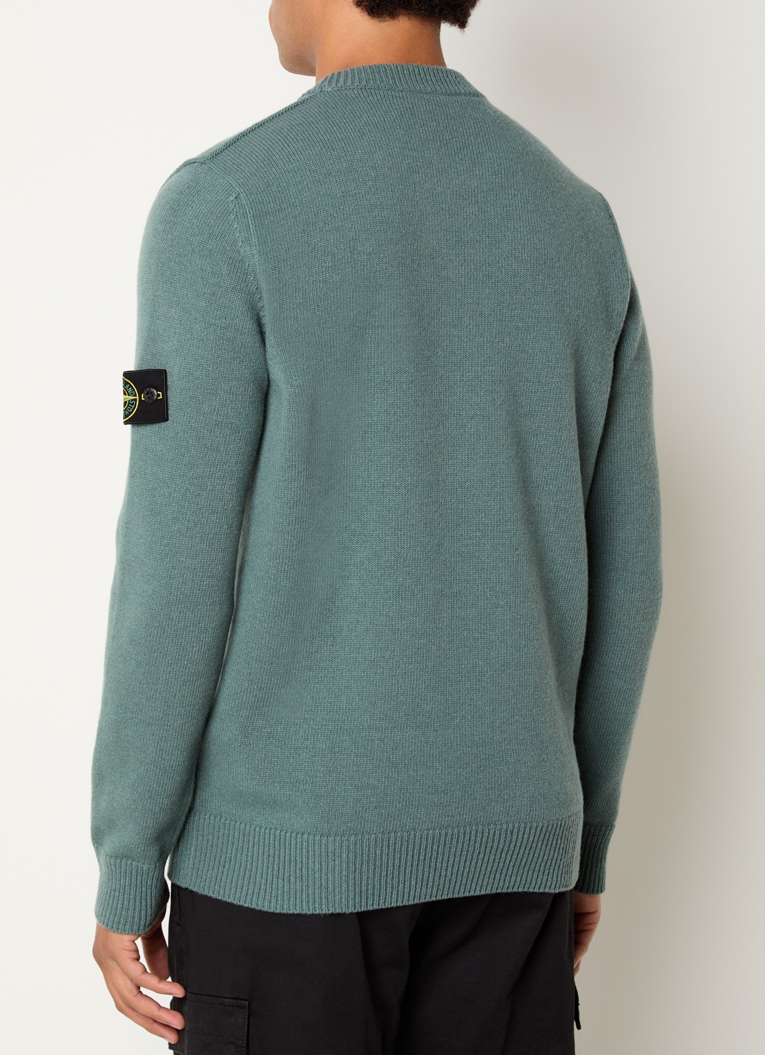 Stone Island S00A3 fijngebreide trui in wolblend met logo - achterkant zeegroen