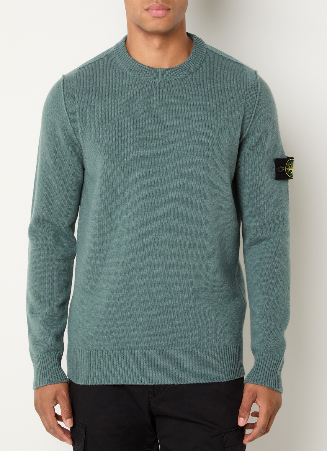 Stone Island S00A3 fijngebreide trui in wolblend met logo - detail 2 zeegroen
