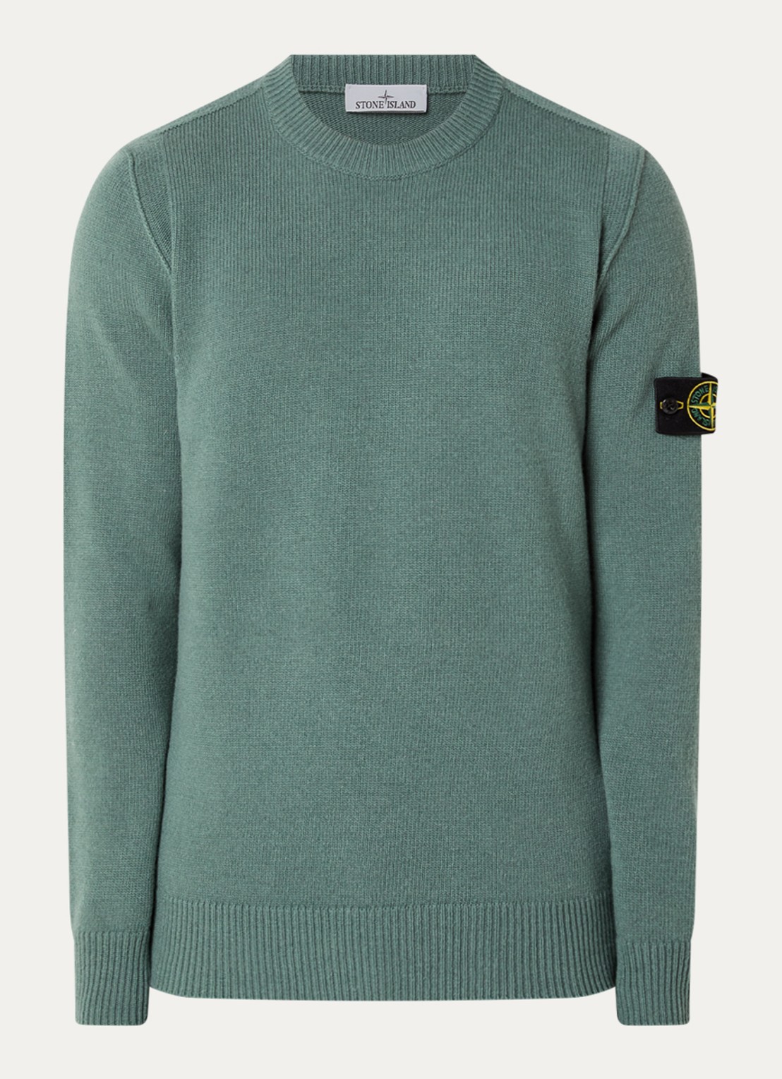 Stone Island S00A3 fijngebreide trui in wolblend met logo - voorkant 4 zeegroen