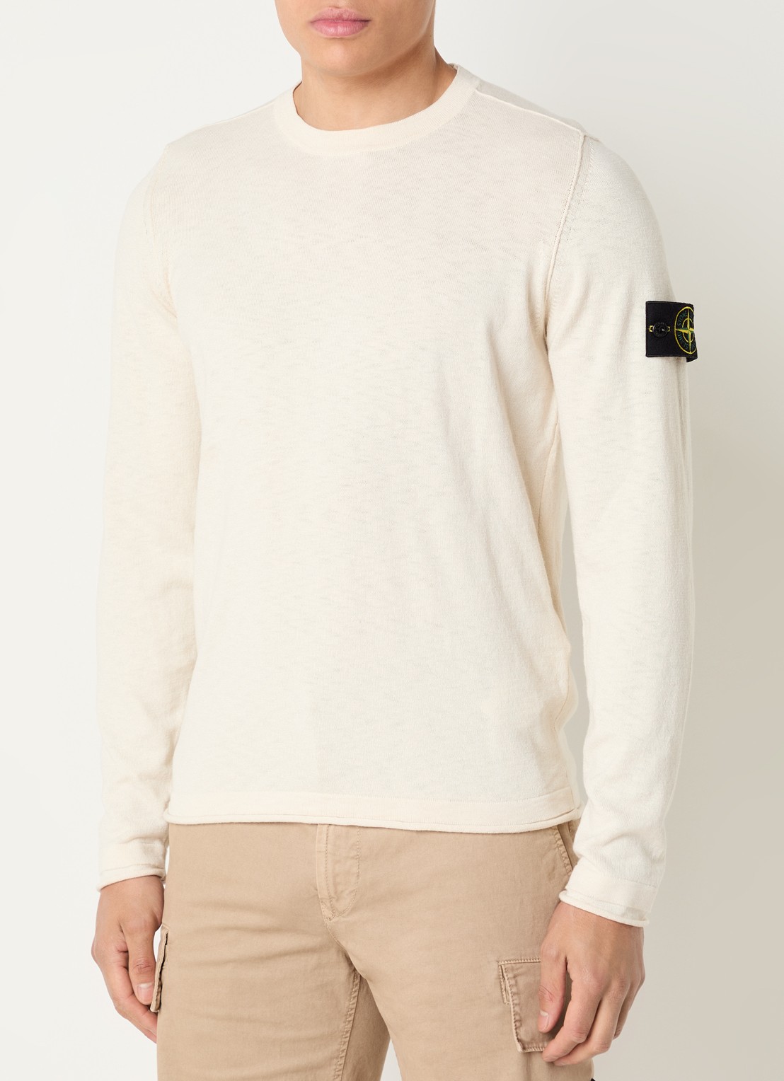 Stone Island S00B0 fijngebreide pullover met logo - detail 2 creme