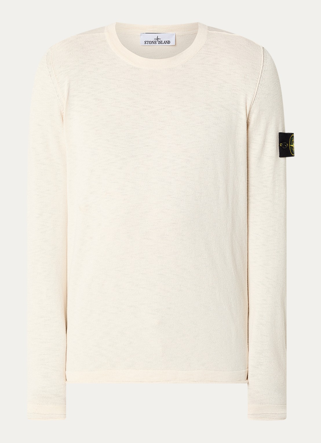 Stone Island S00B0 fijngebreide pullover met logo - voorkant 4 creme