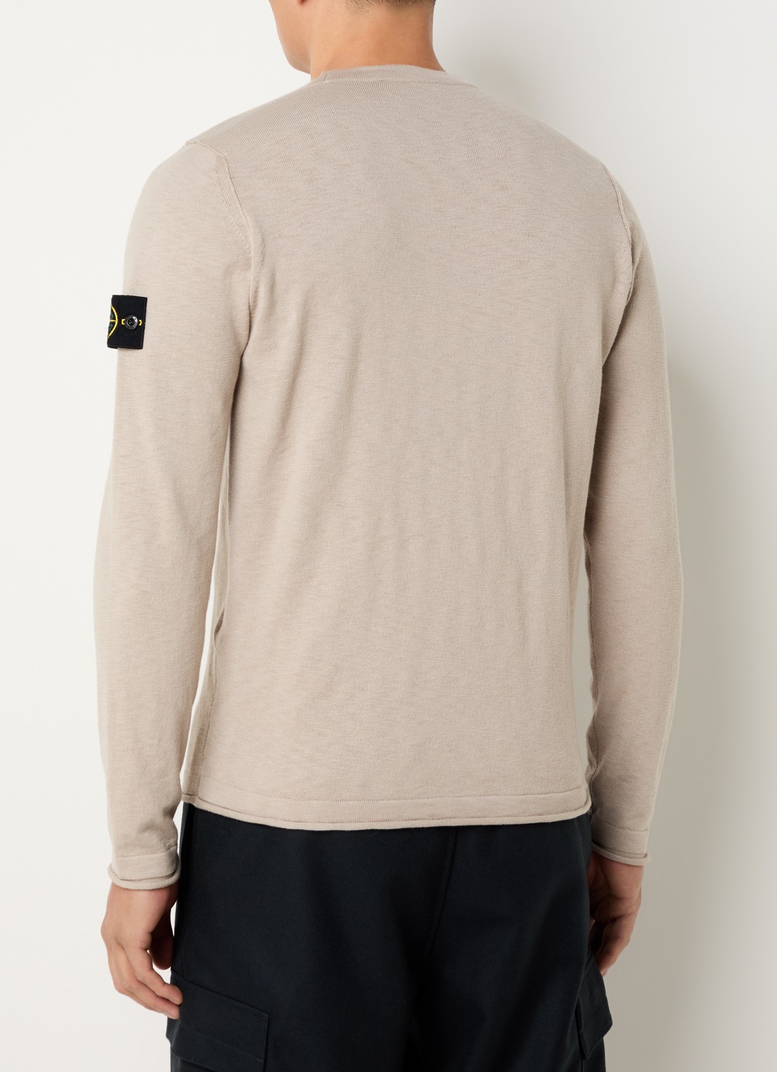 Stone Island S00B0 fijngebreide pullover met logo - achterkant 3 beige