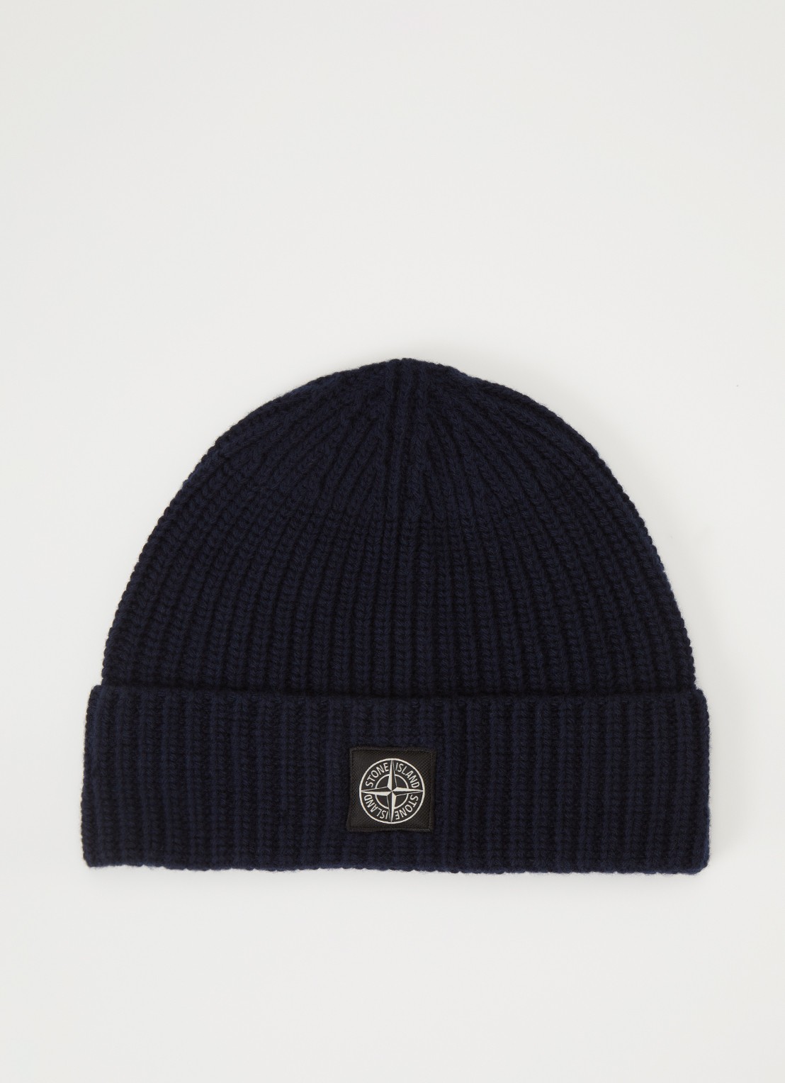 Stone Island S00B4 grofgebreide muts met logo - voorkant donkerblauw