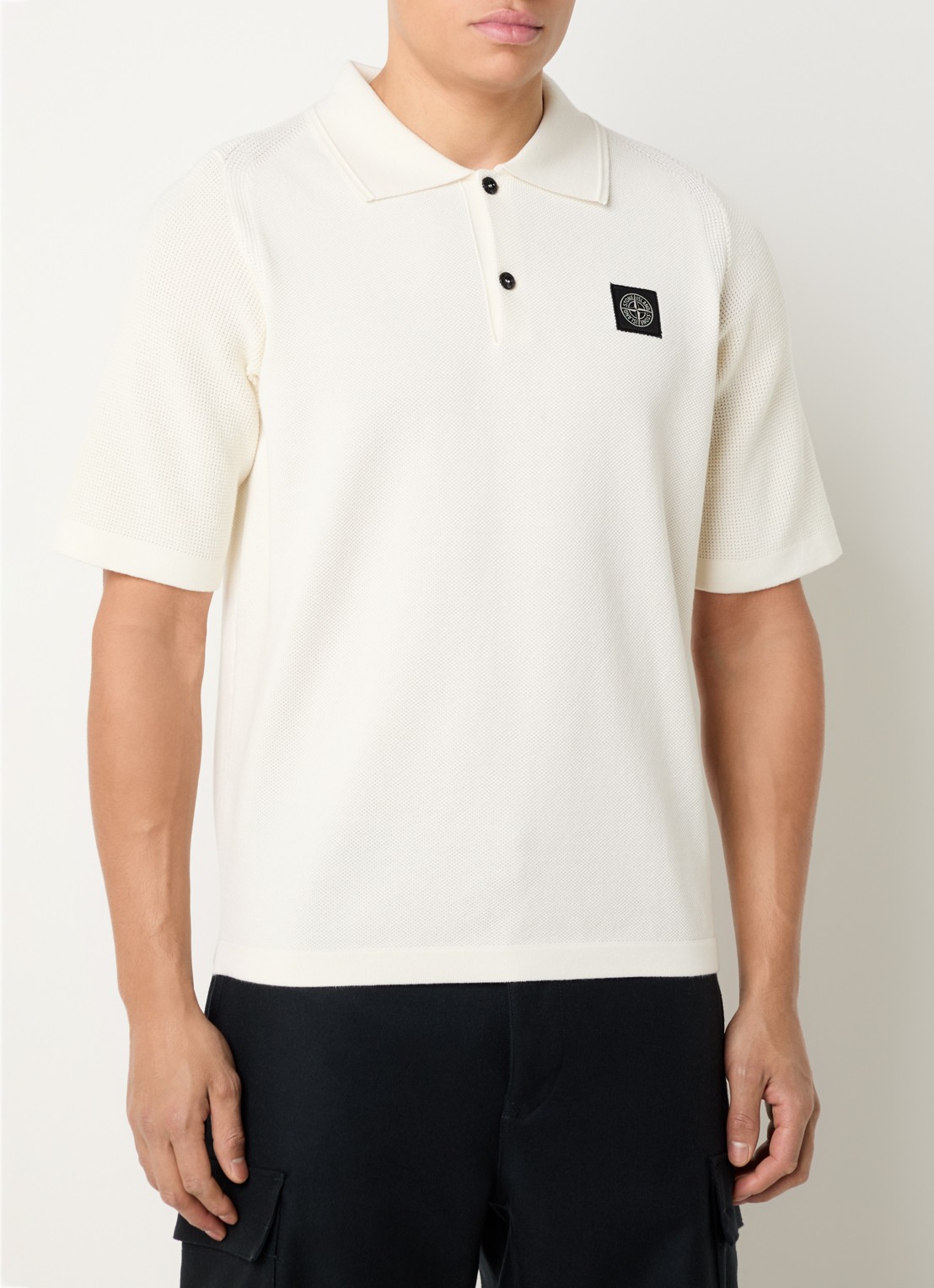 Stone Island S00B5 regular fit polo met logo - detail gebroken wit