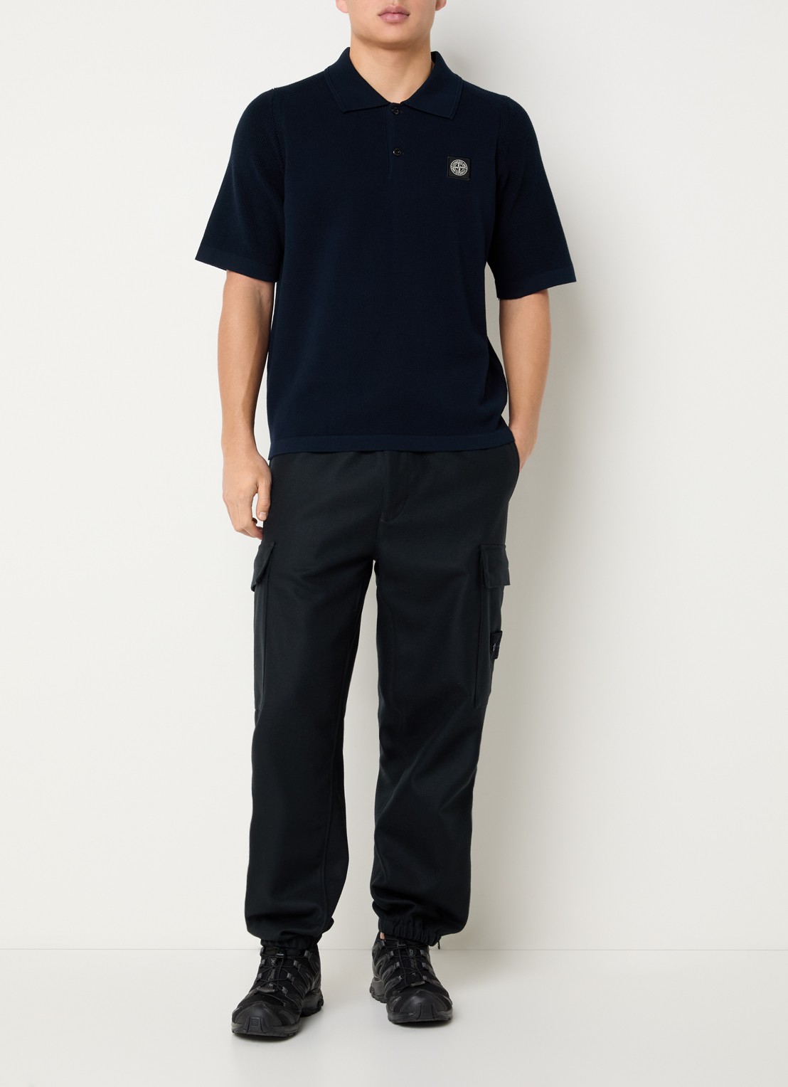 Stone Island S00B5 regular fit polo met logo - voorkant 3 donkerblauw