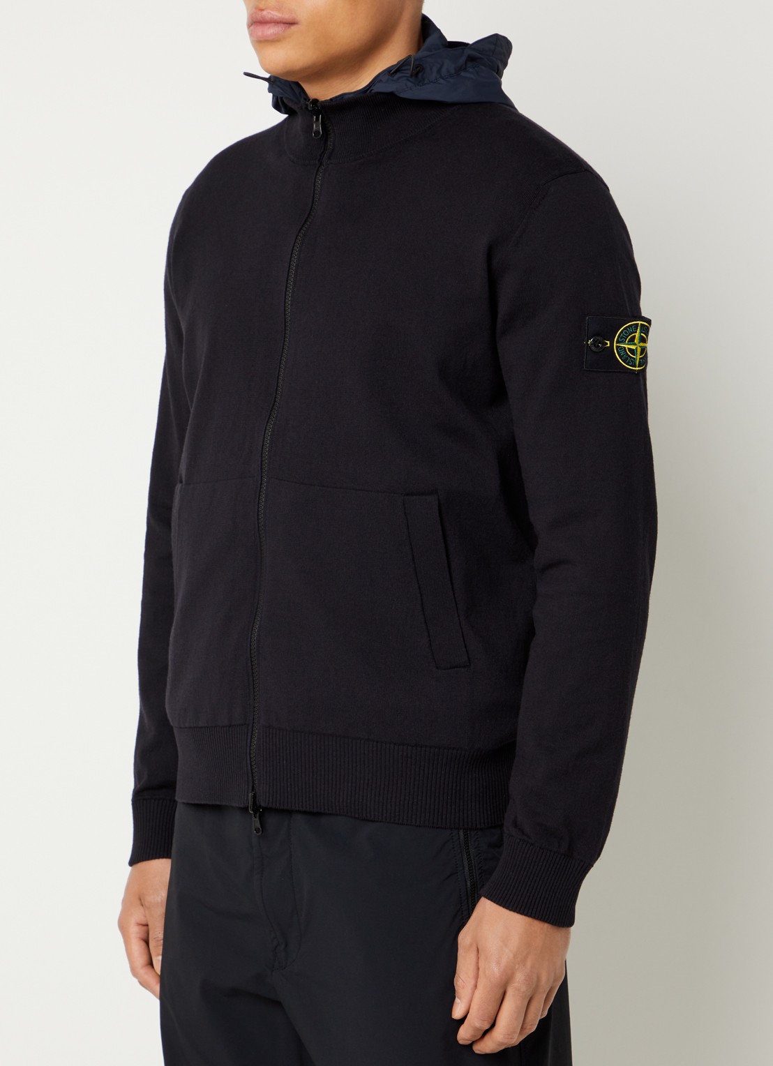 Stone Island S00B9 reversible jack met steekzakken - detail donkerblauw