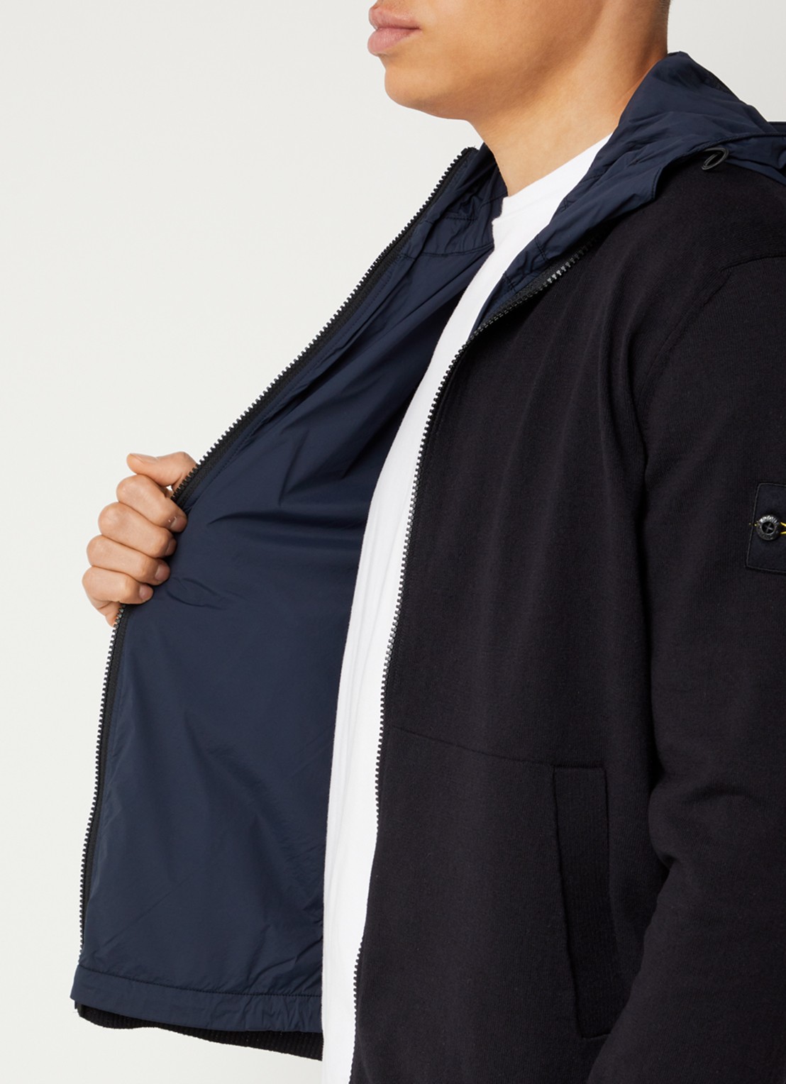 Stone Island S00B9 reversible jack met steekzakken - detail 2 donkerblauw