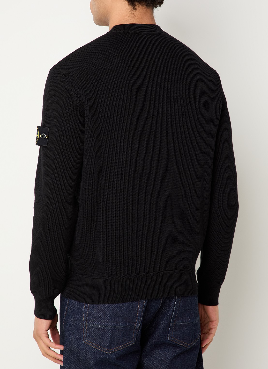 Stone Island S00D8 fijngebreide trui met logo - achterkant zwart