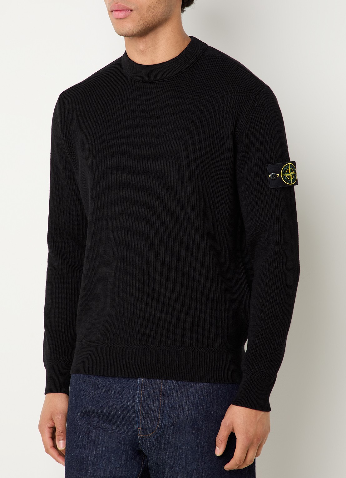 Stone Island S00D8 fijngebreide trui met logo - detail 2 zwart