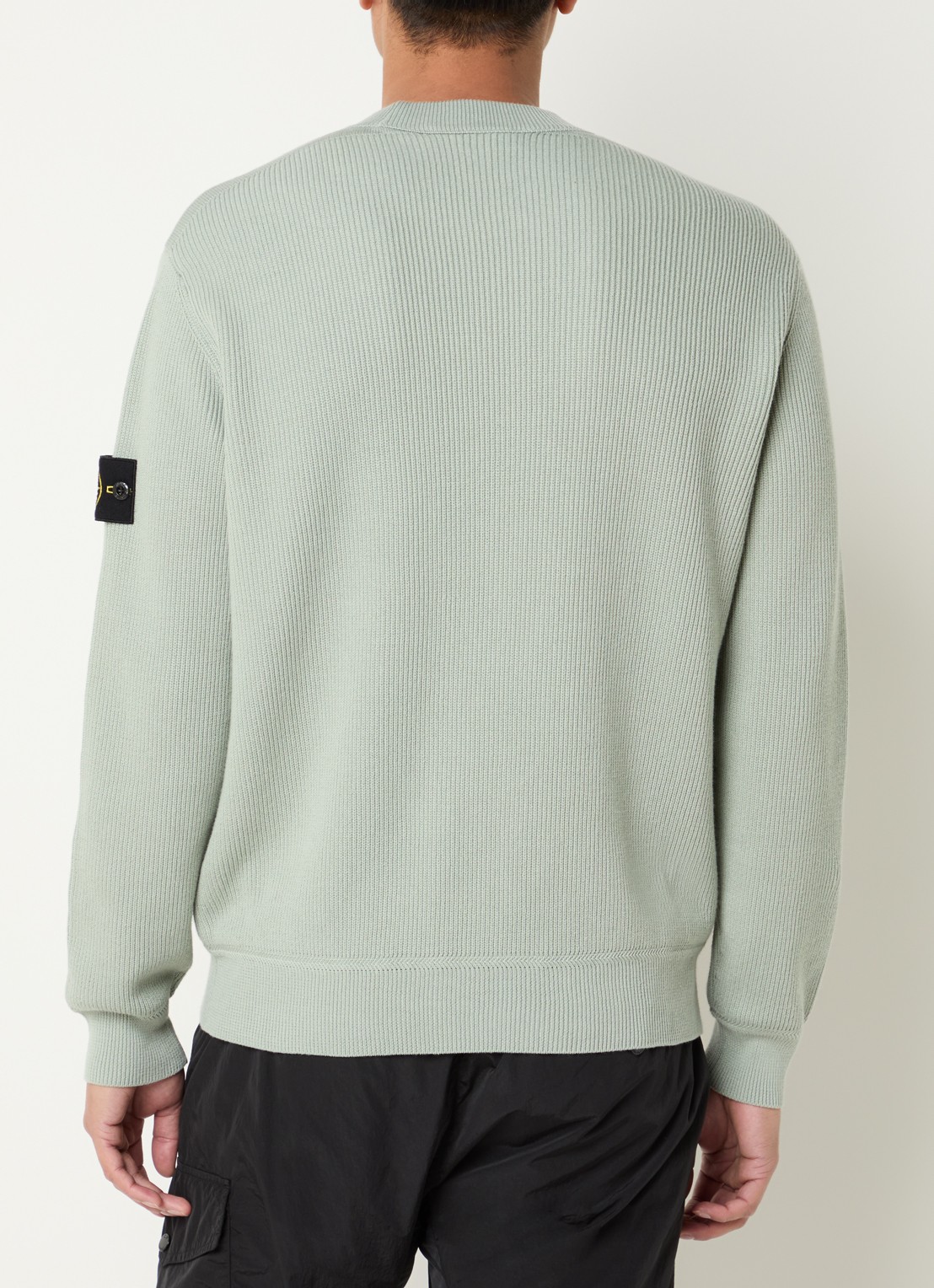 Stone Island S00D8 fijngebreide trui met logo - achterkant 5 lindegroen
