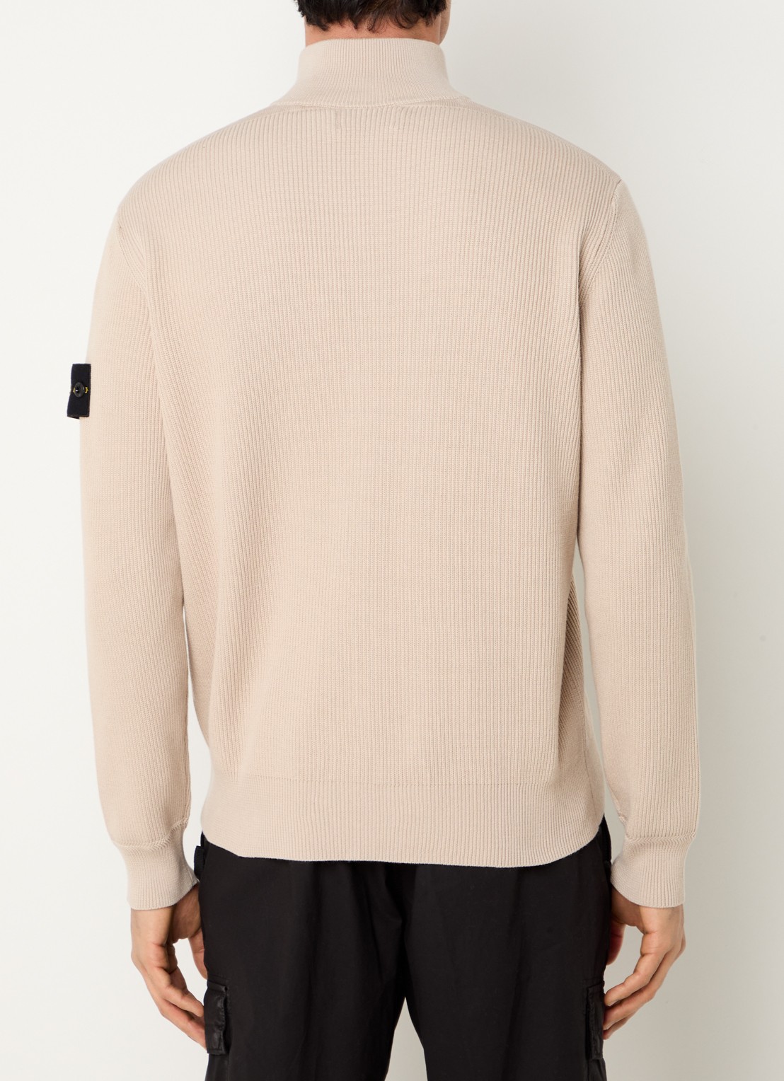 Stone Island S00D8 ribgebreid vest met logo - achterkant 5 beige