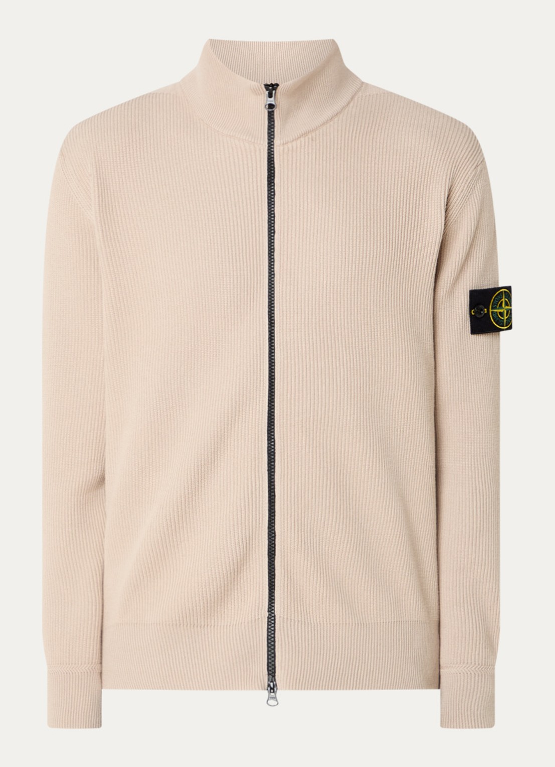 Stone Island S00D8 ribgebreid vest met logo - voorkant 3 beige