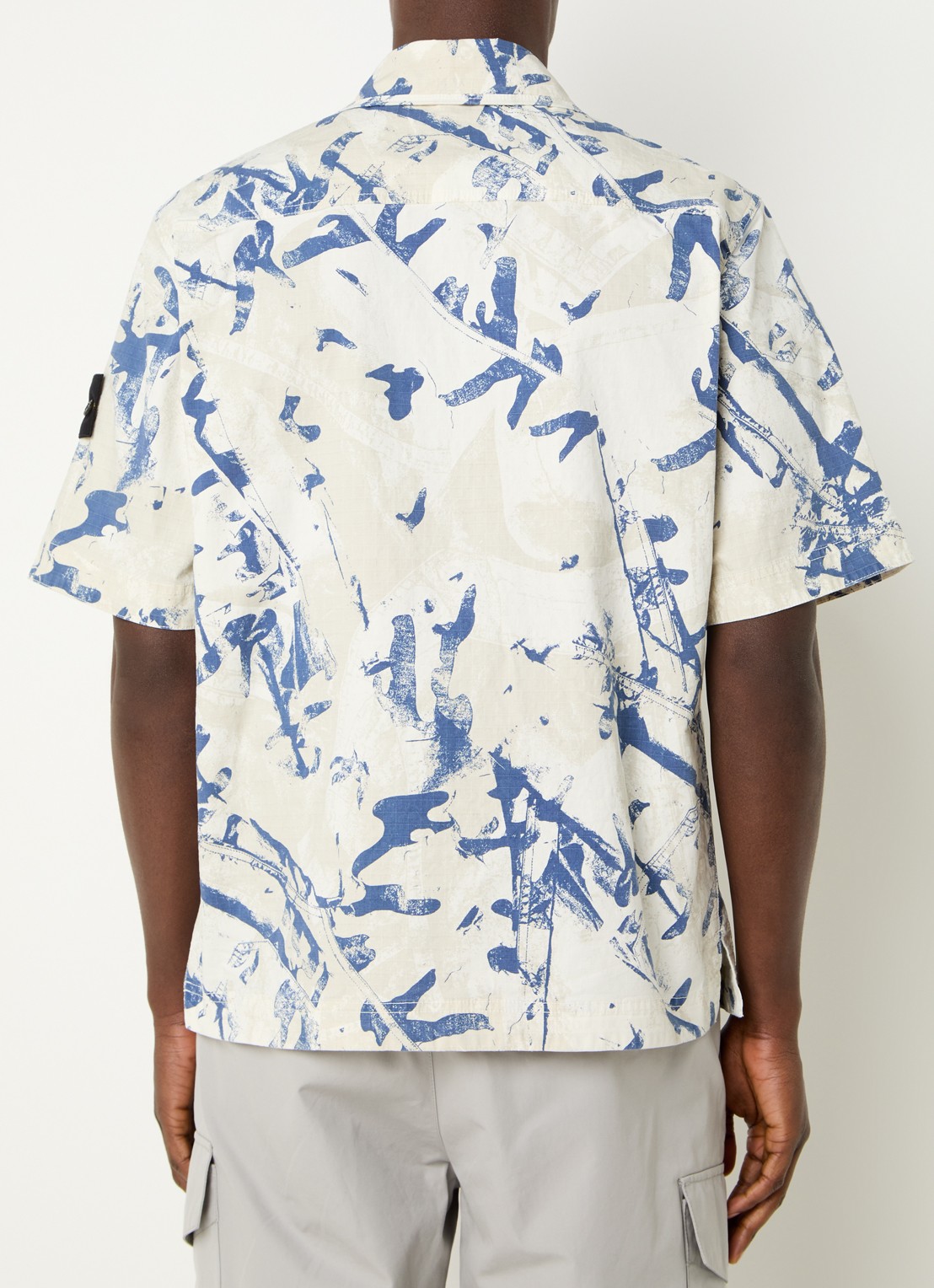 Stone Island S00E1 regular fit overhemd met print en opgestikte zakken - achterkant 3 beige