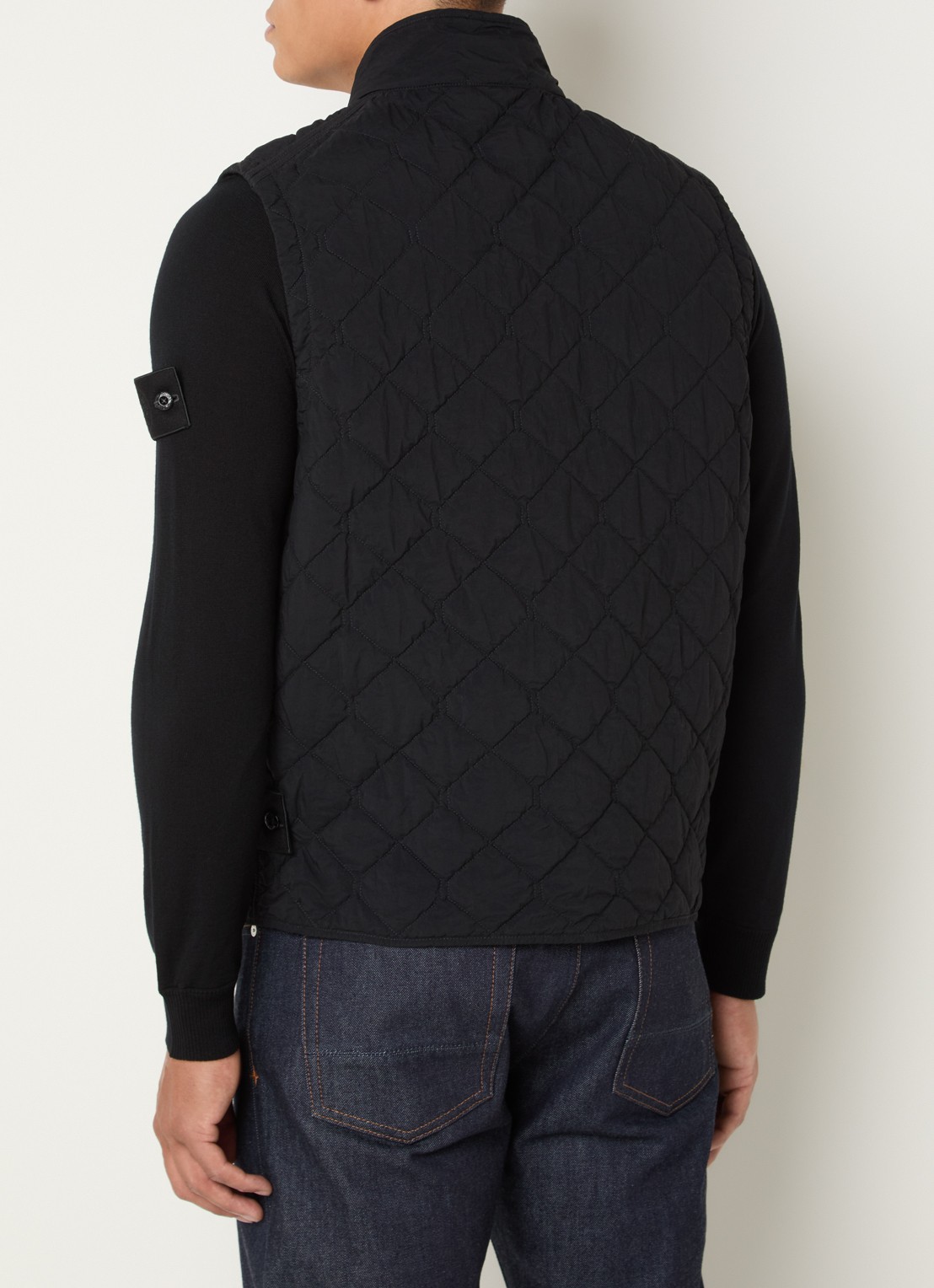 Stone Island S00F6 gewatteerde bodywarmer met quilt patroon - achterkant 6 zwart