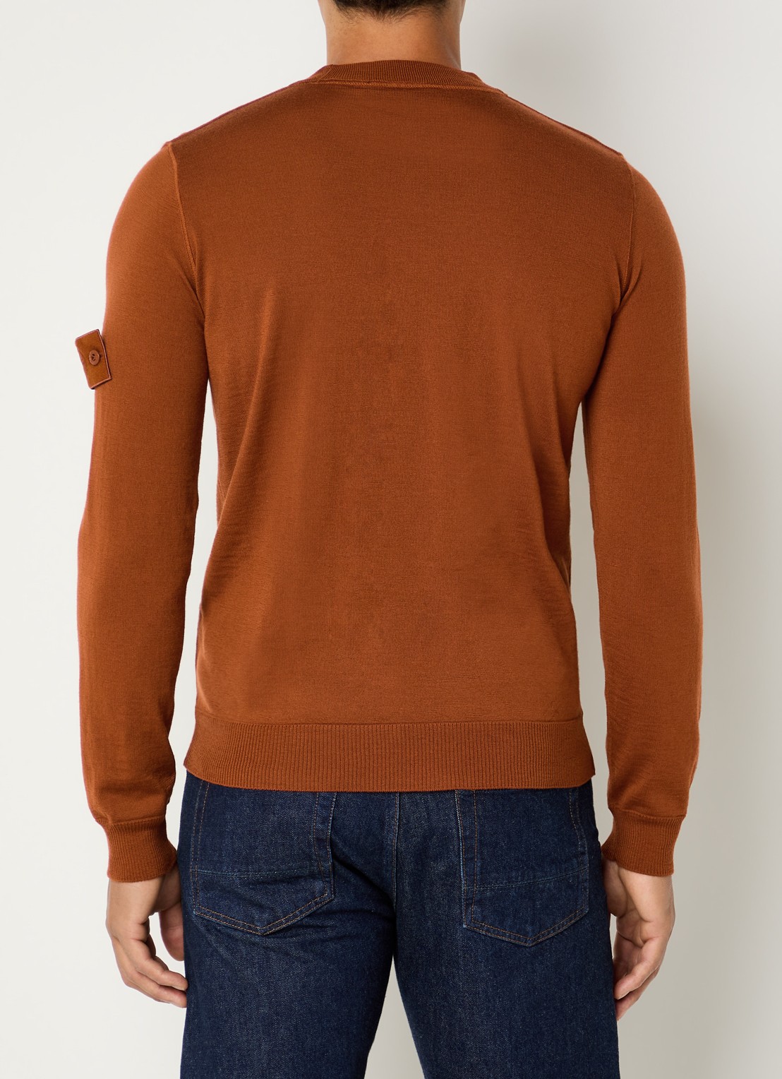 Stone Island S00FC fijngebreide trui van scheerwol met logo - achterkant 5 bruin