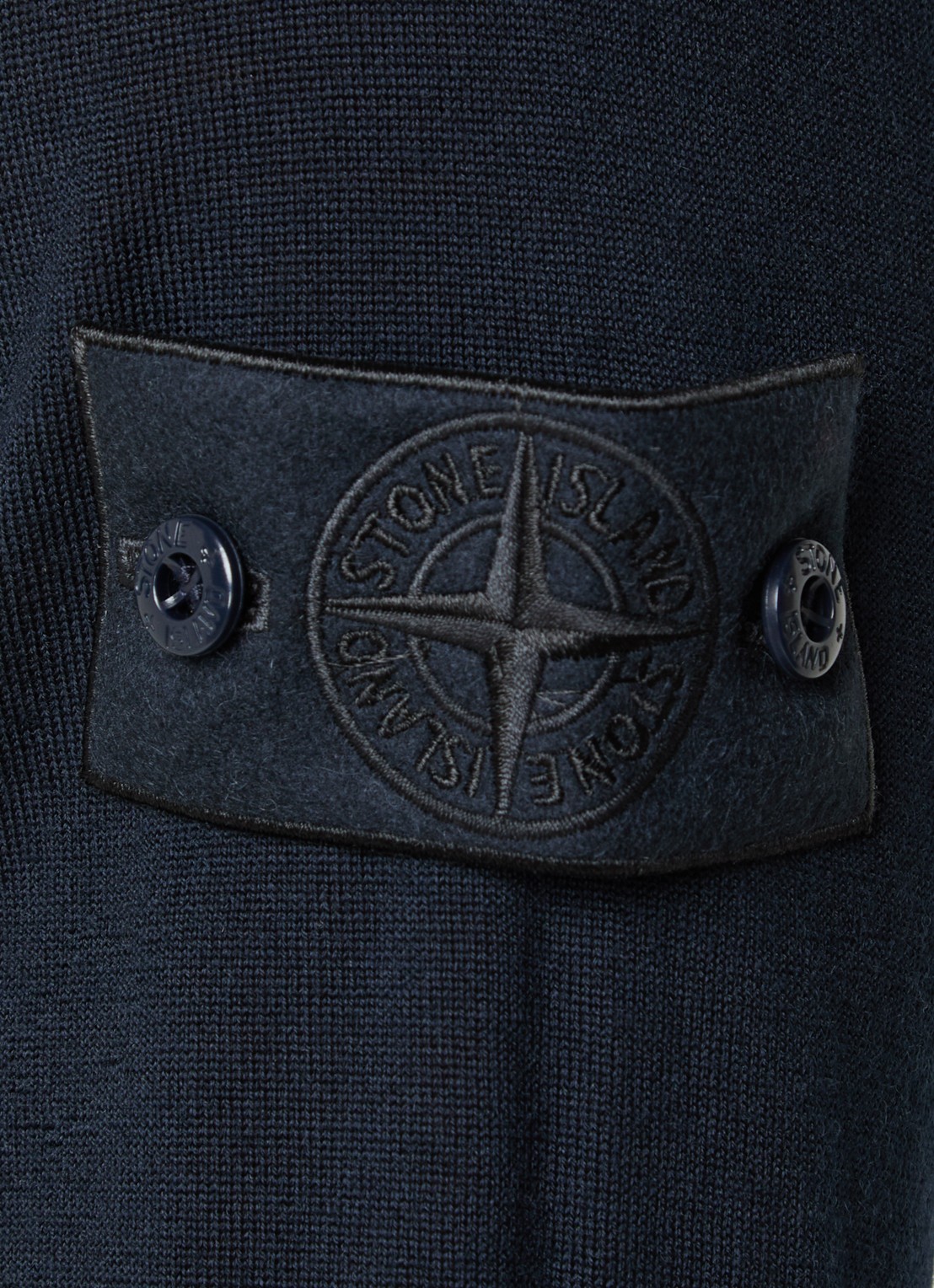 Stone Island S00FC regular fit polo van scheerwol - detail 3 donkerblauw