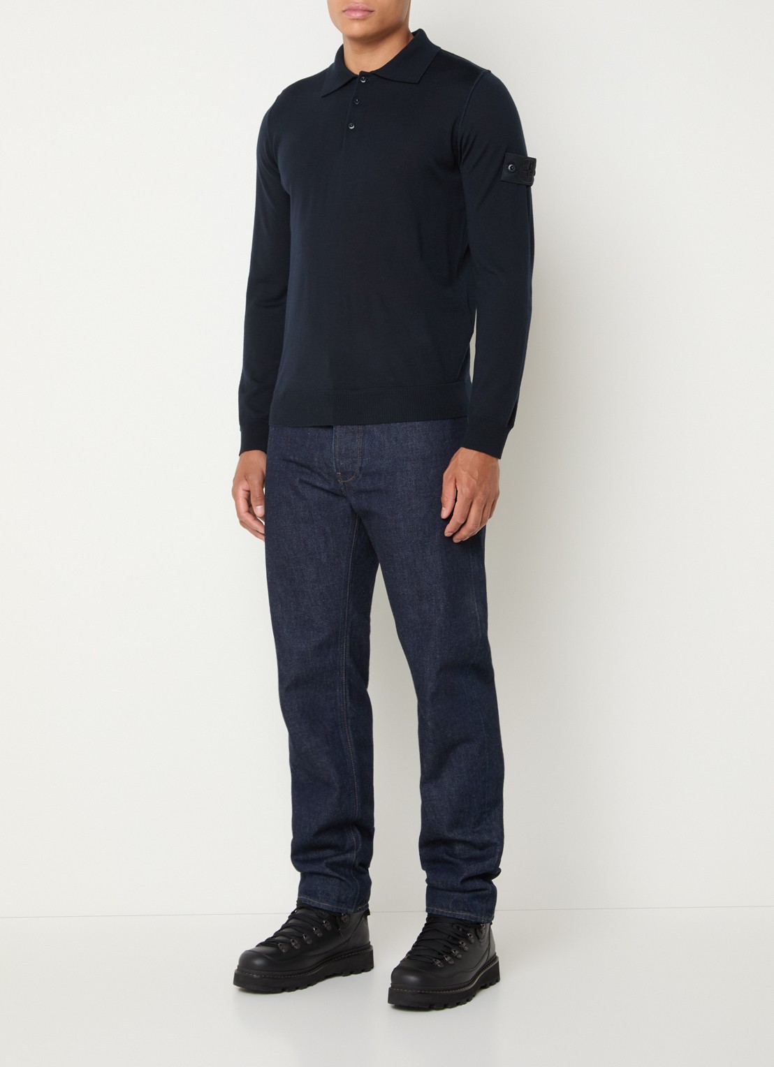 Stone Island S00FC regular fit polo van scheerwol - voorkant 5 donkerblauw