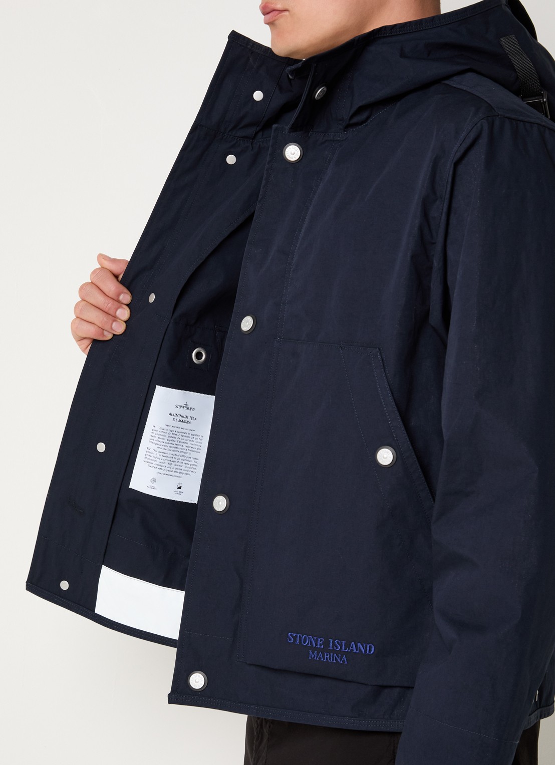 Stone Island S00X1 Marina jack met logo en capuchon - detail 3 donkerblauw