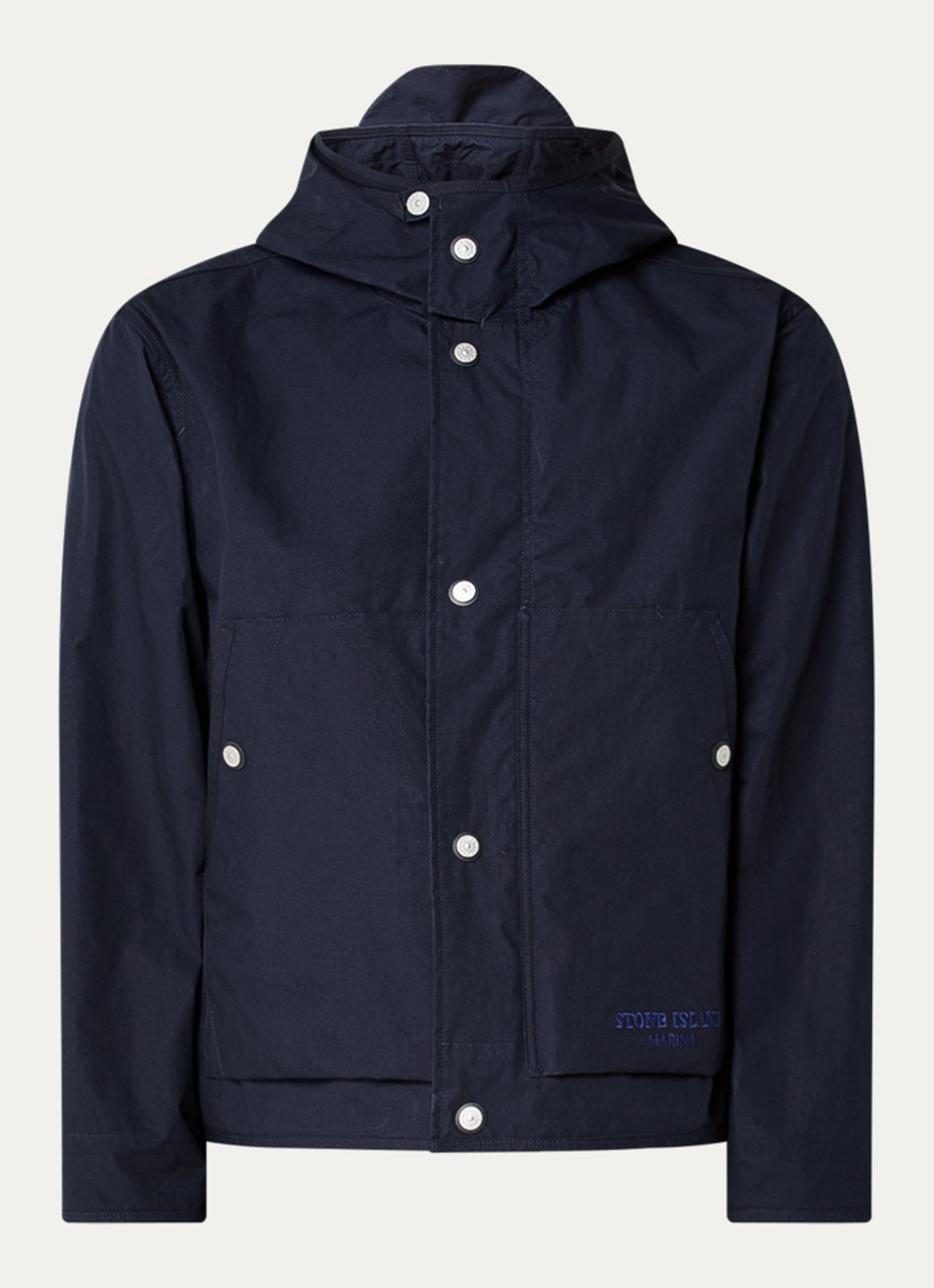Stone Island S00X1 Marina jack met logo en capuchon - voorkant 5 donkerblauw