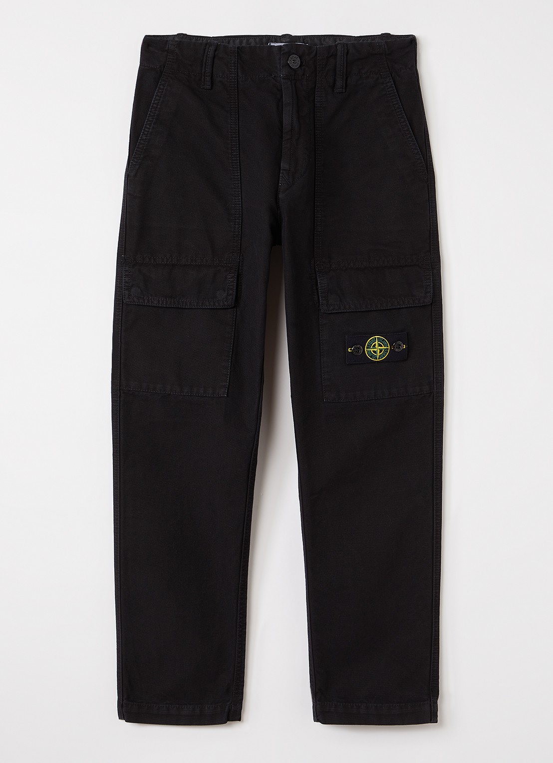 Stone Island S01014 straight fit cargobroek met logo - voorkant 2 zwart