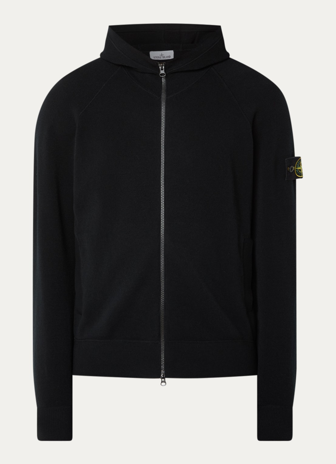Stone Island S01A1 fijngebreid vest in scheerwolblend met logo - voorkant 4 zwart