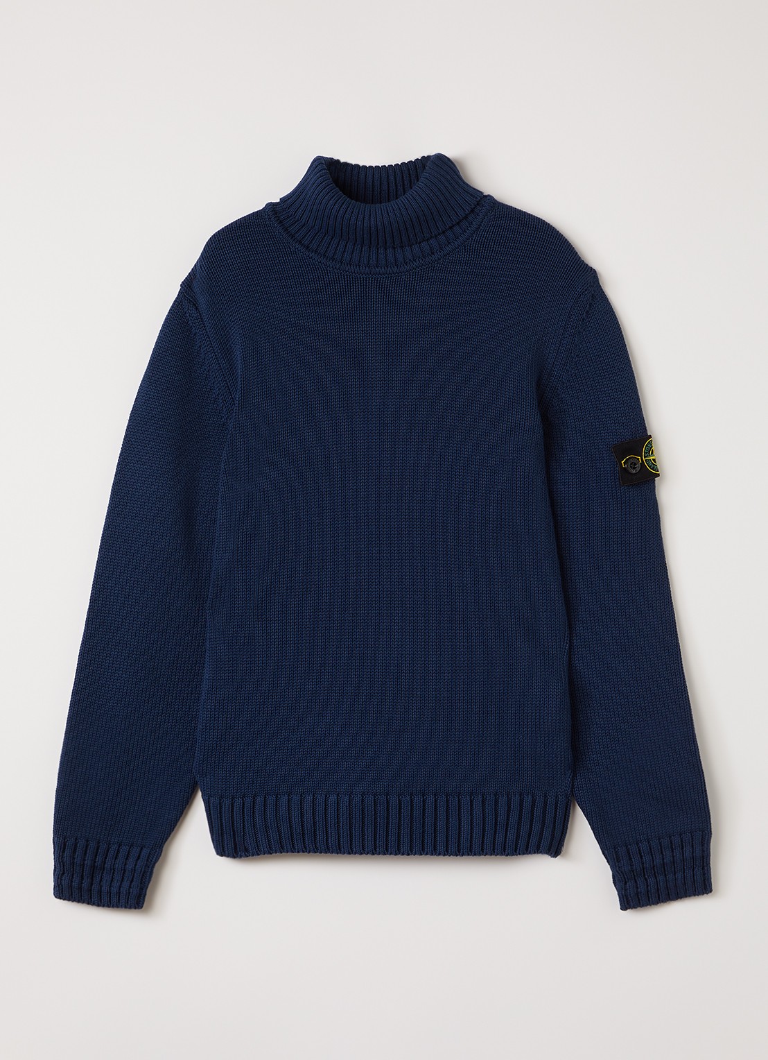 Stone Island S01A2 grofgebreide trui met col - voorkant 2 donkerblauw