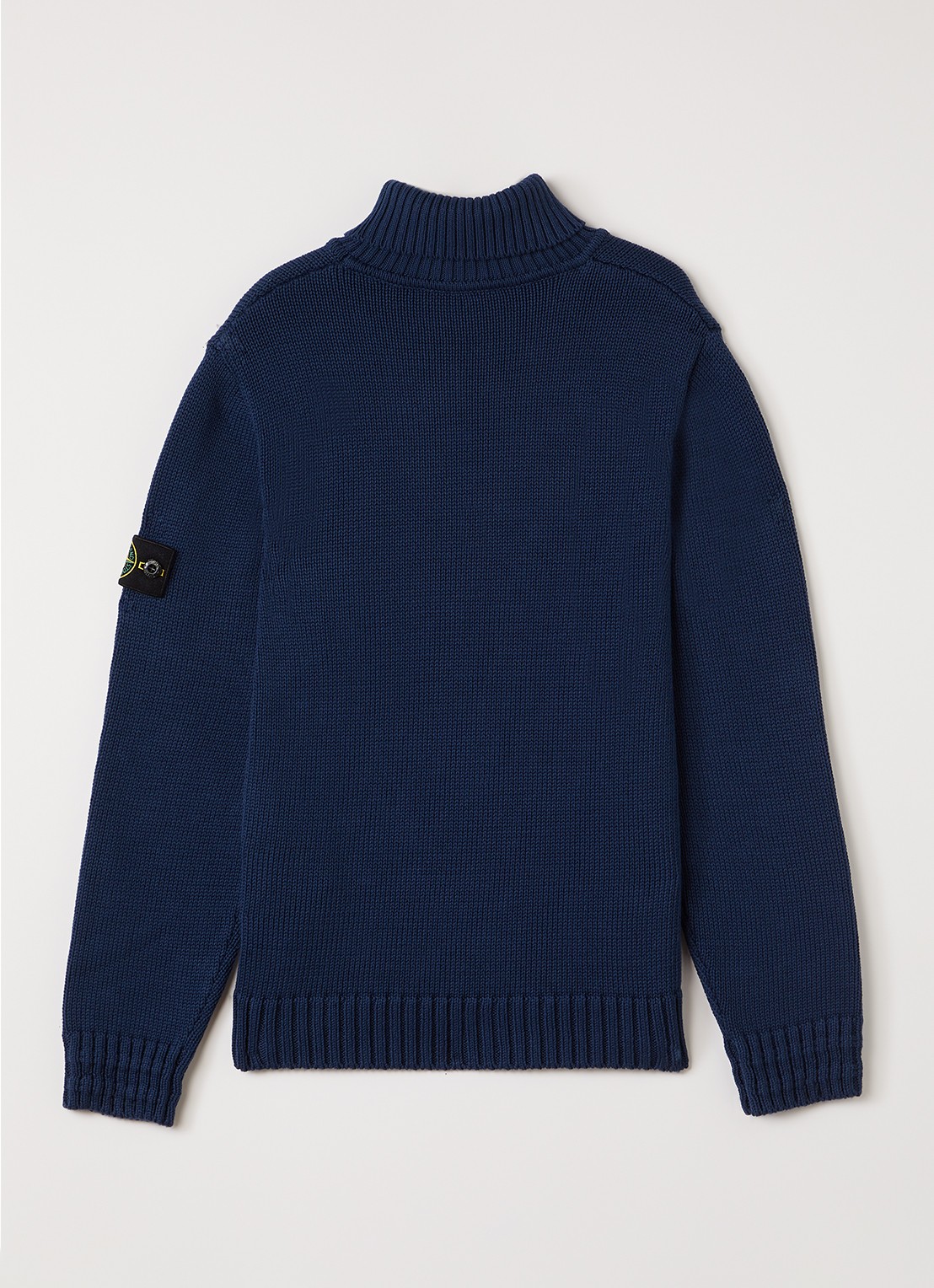 Stone Island S01A2 grofgebreide trui met col - voorkant 3 donkerblauw