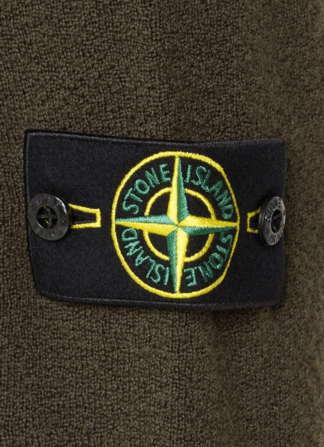 Stone Island S01C4 grofgebreide trui van scheerwol met logo - detail 2 donkerbruin