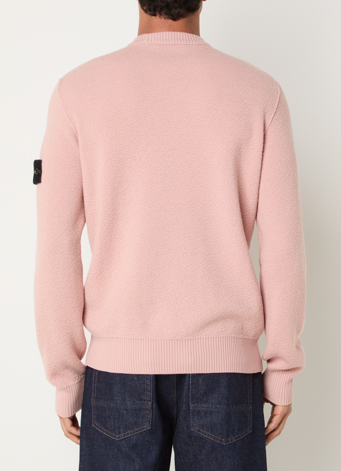 Stone Island S01C4 grofgebreide trui van scheerwol met logo - achterkant roze