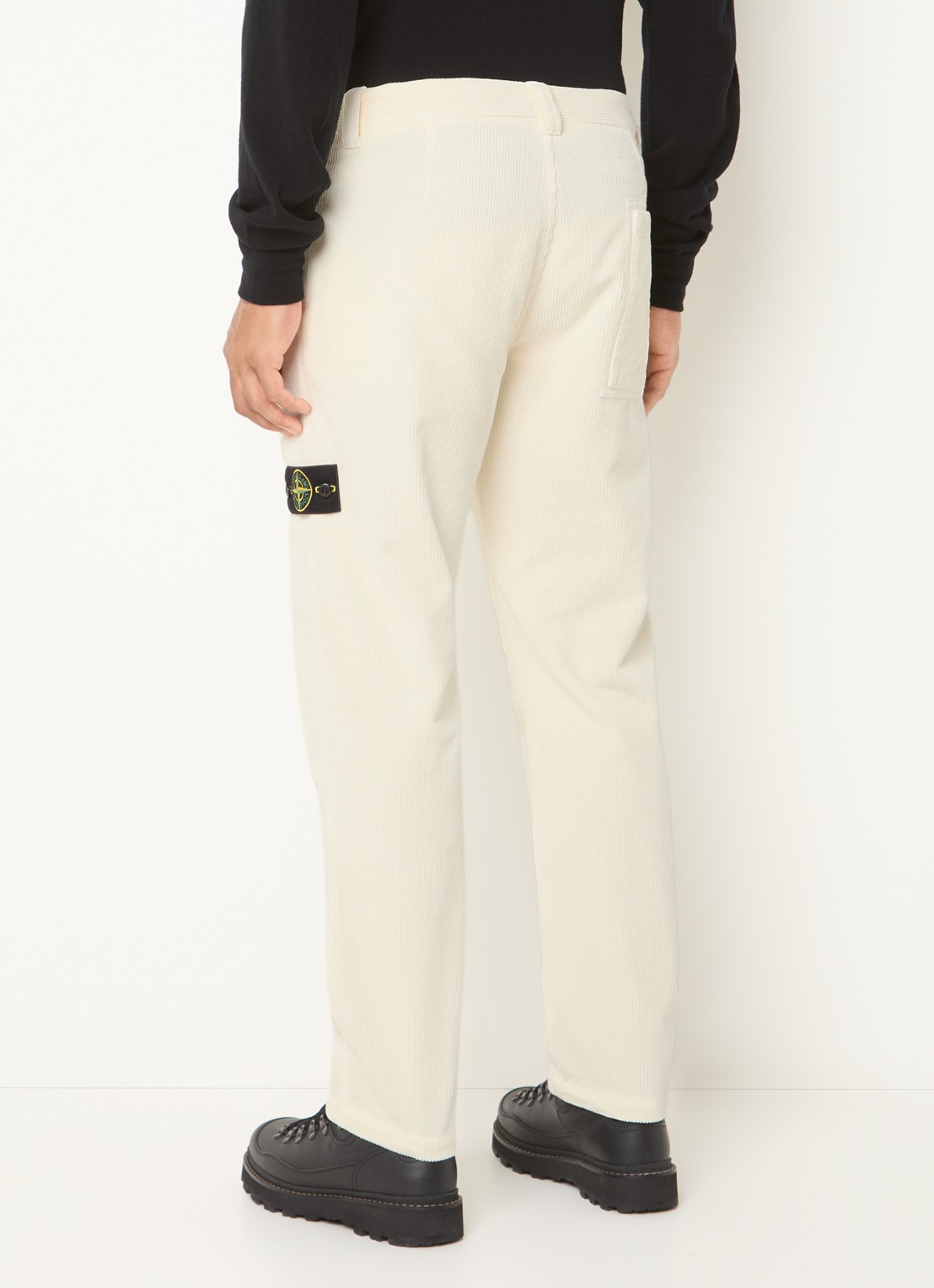 Stone Island S0212 straight fit broek van corduroy - achterkant creme