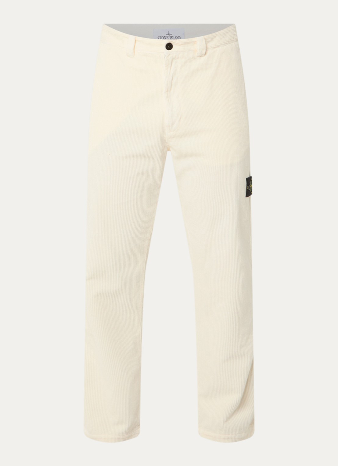 Stone Island S0212 straight fit broek van corduroy - voorkant 2 creme